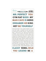 6 x 12 Papieren Stickers - Man Cave - Woorden