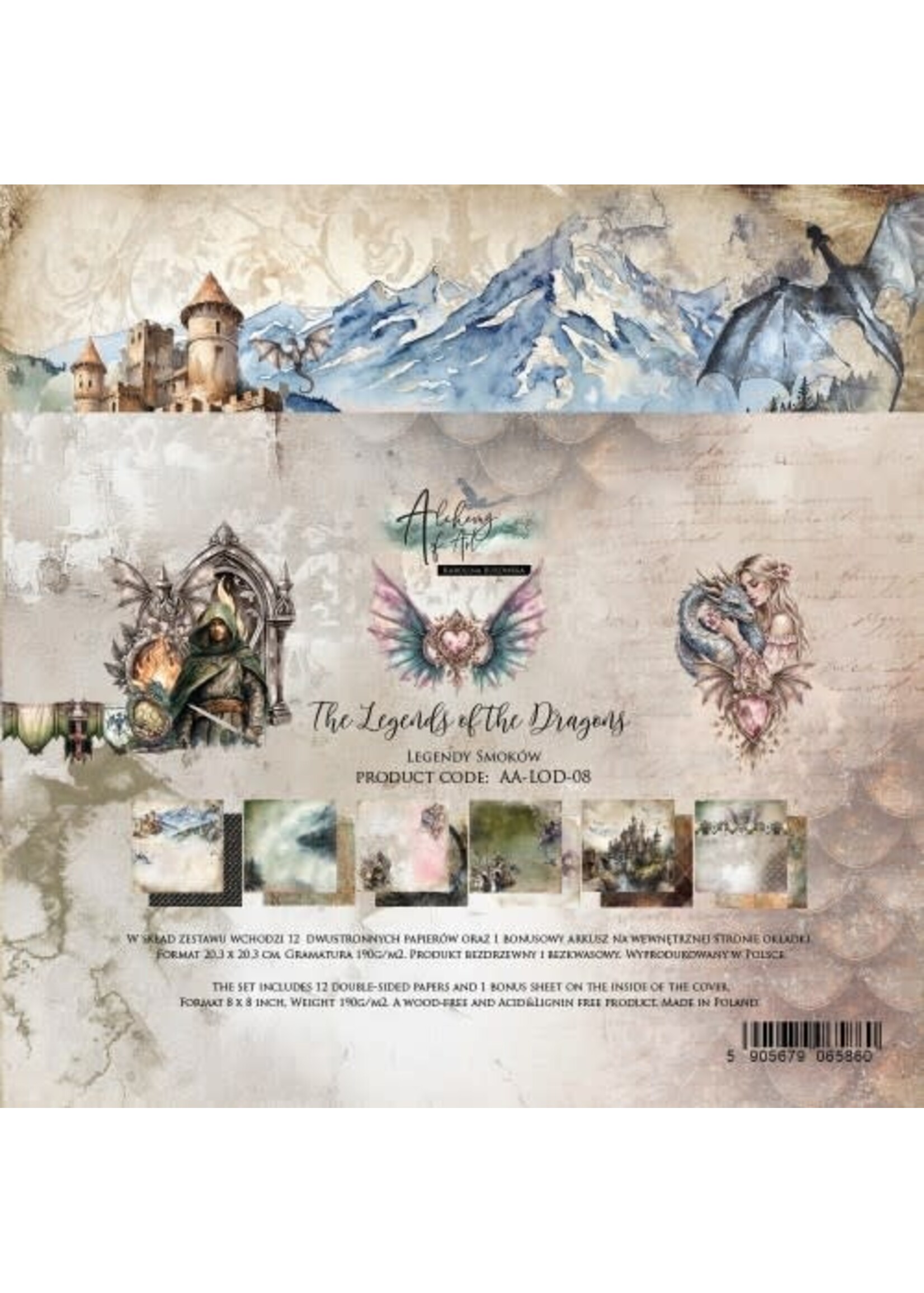 The Legends of the Dragons 8X8 Zestaw papierów do scrapbookingu Legendy smoków AA-LOD-08
