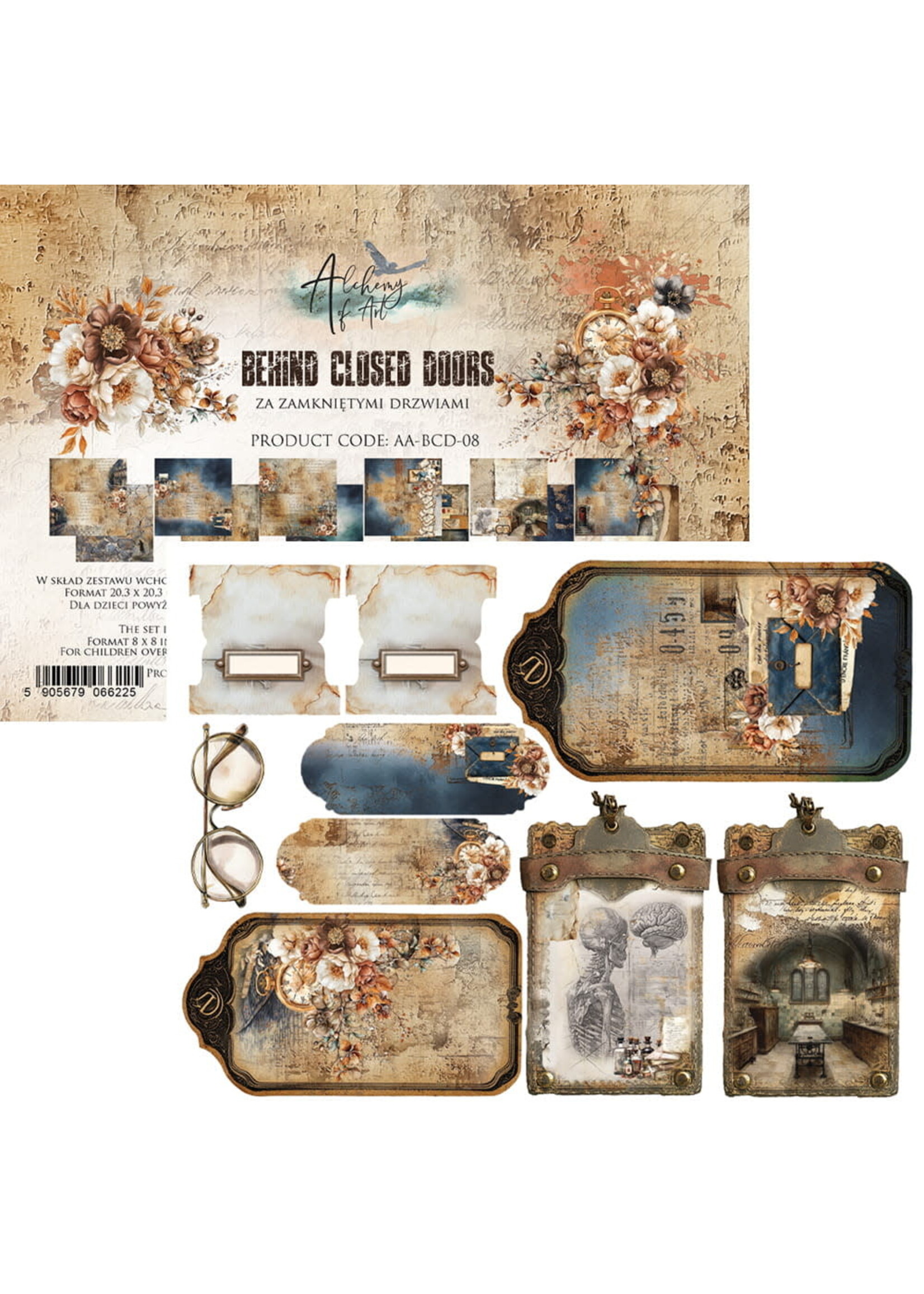 Behind Closed Doors Zestaw papierów do scrapbookingu 8X8 AA-BCD-08