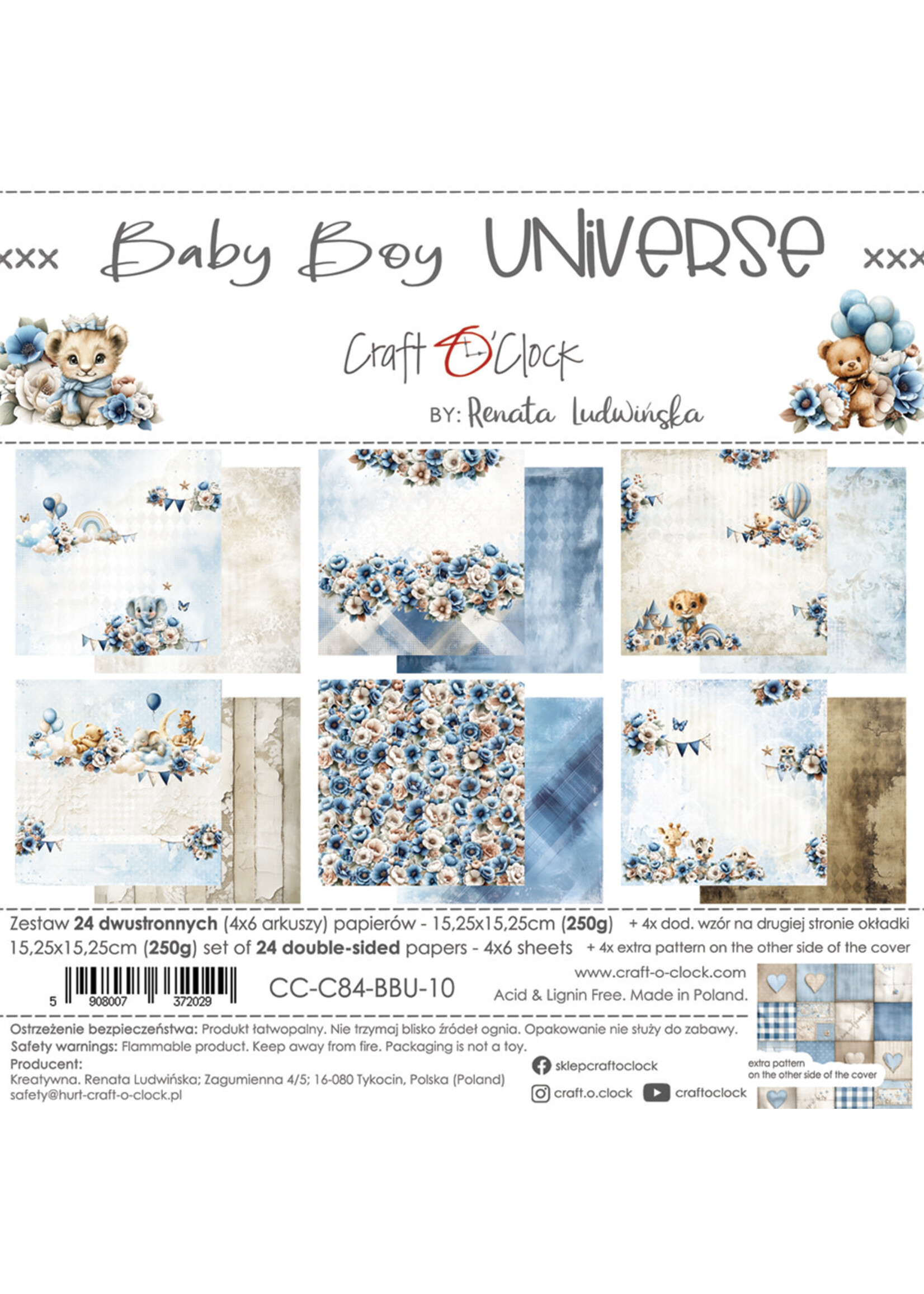 BABY BOY UNIVERSE - een set papieren van 15,25x15,25cm
