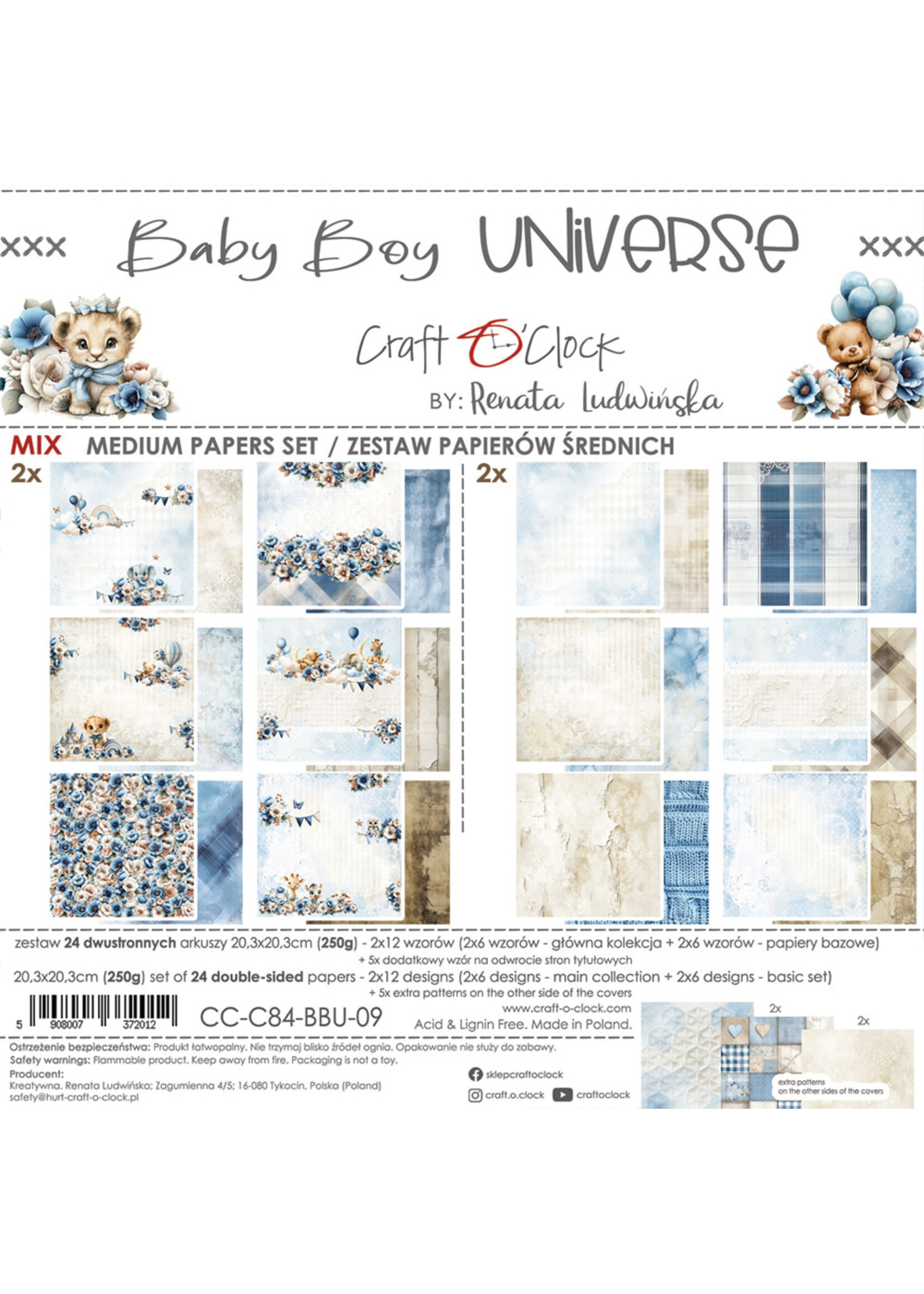 BABY BOY UNIVERSE - een set papieren 20,3x20,3 cm - MIX