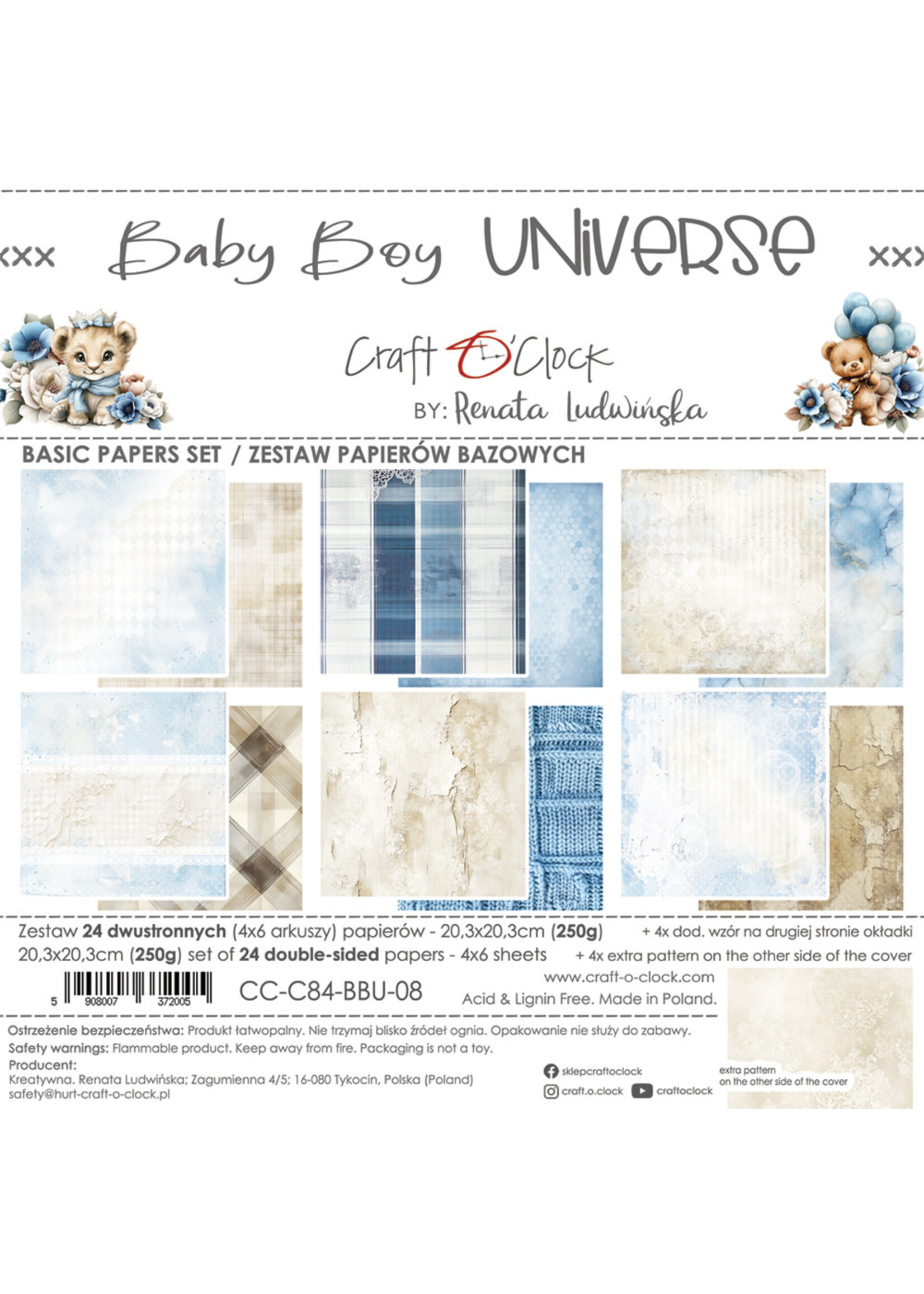 BABY BOY UNIVERSE - een set papieren 20,3x20,3 cm - BASIC