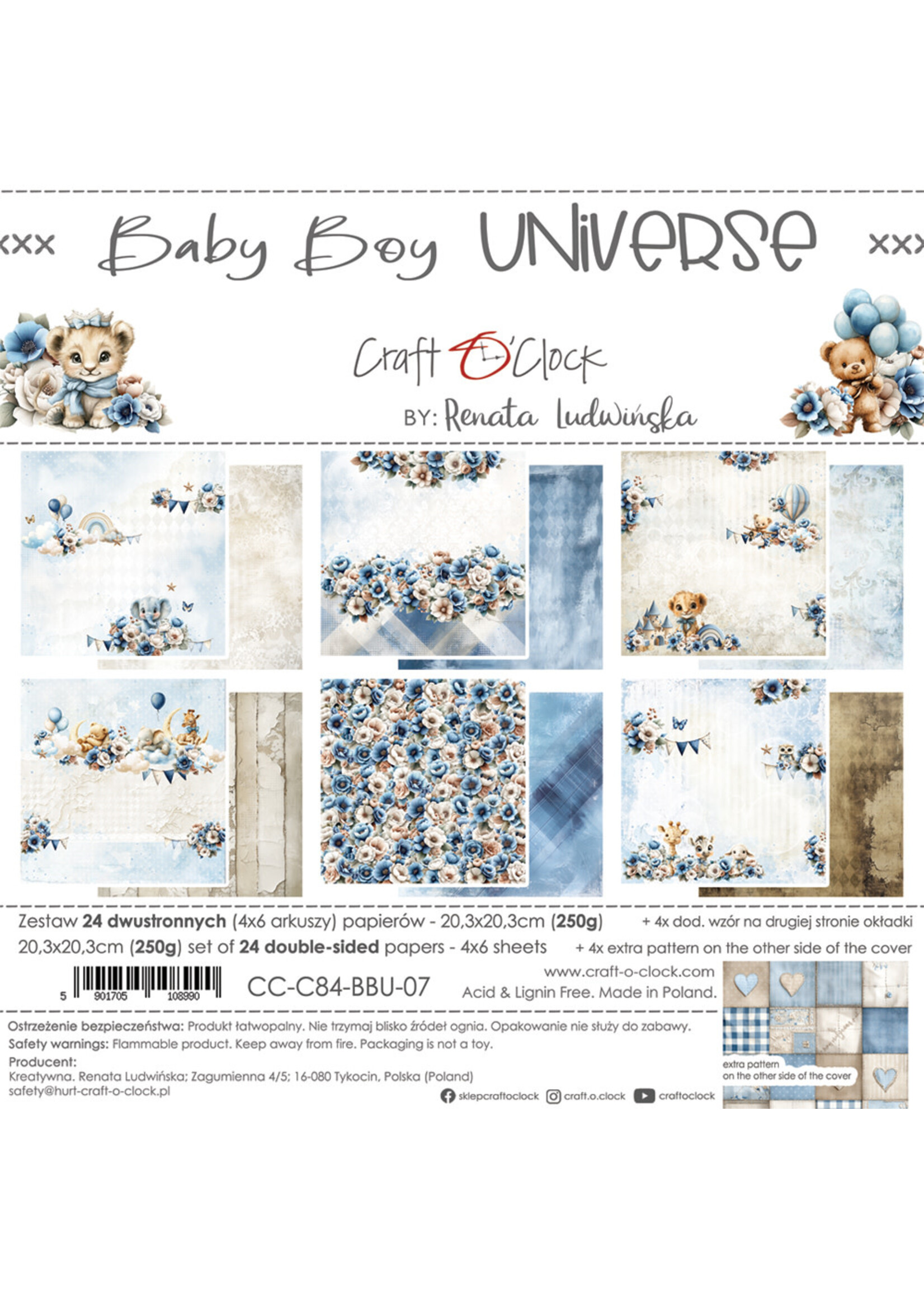 BABY BOY UNIVERSE - een set papieren 20,3x20,3 cm