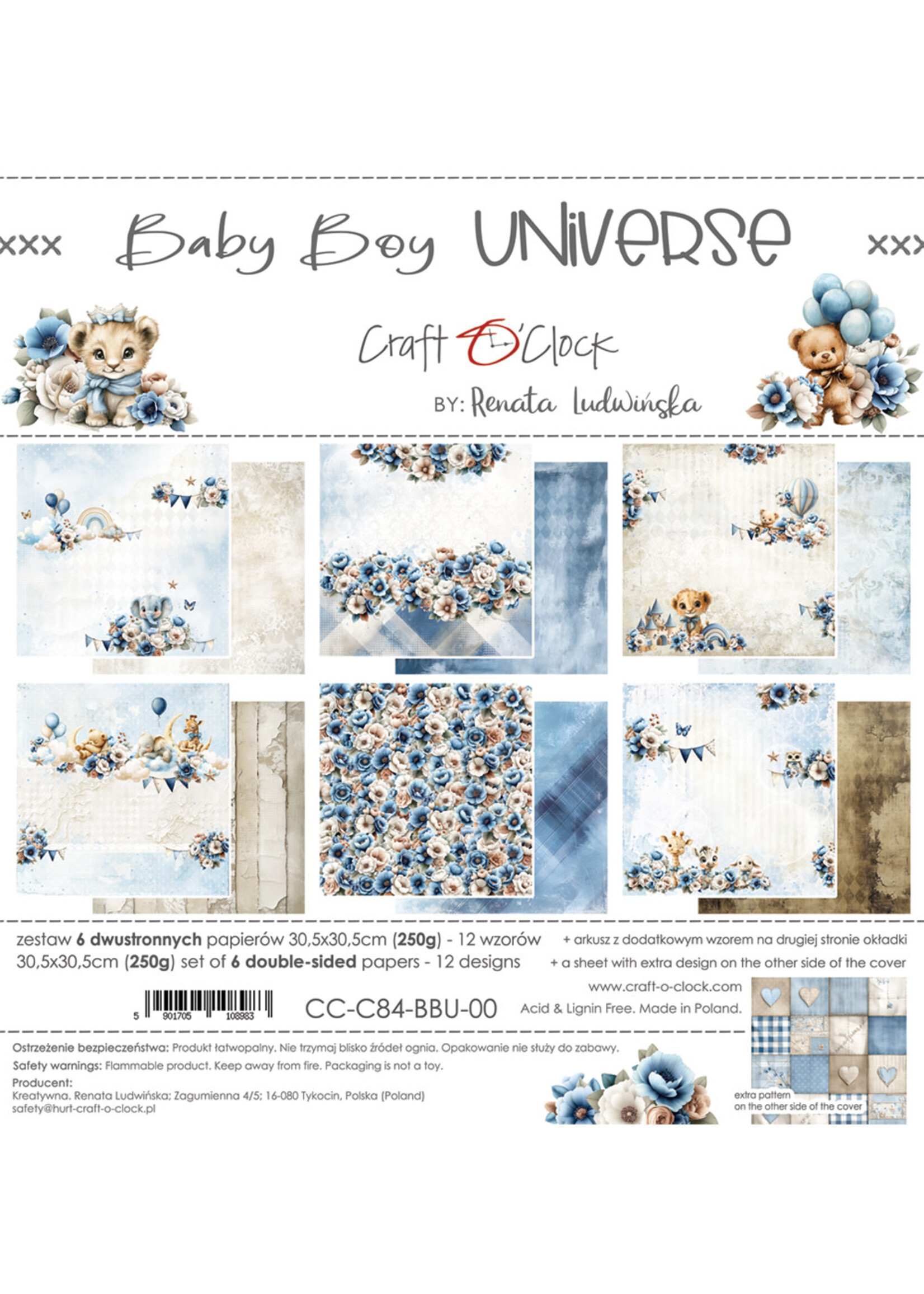 BABY BOY UNIVERSE - een set papieren van 30,5x30,5 cm