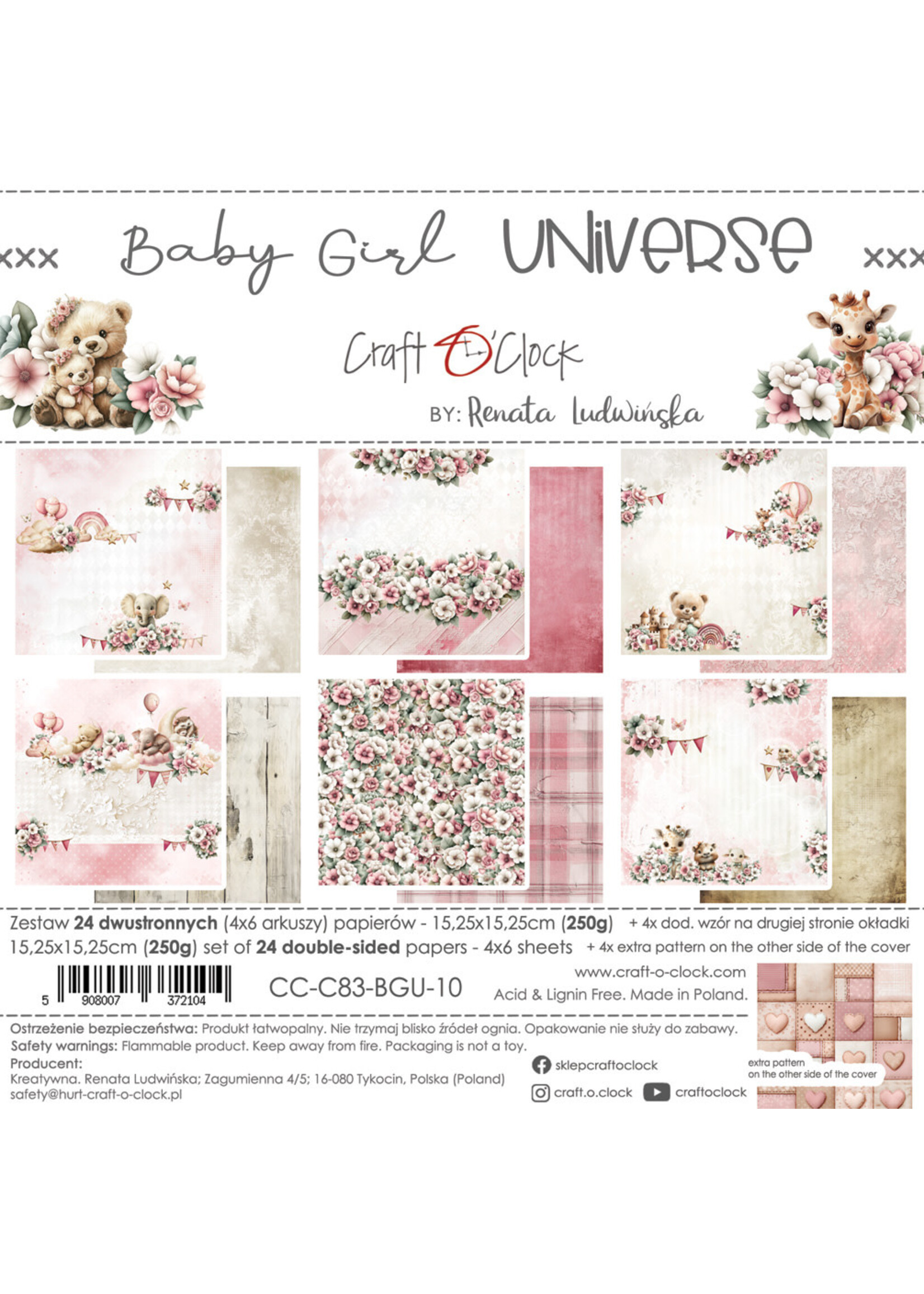 BABY GIRL UNIVERSE - een set papieren van 15,25x15,25cm