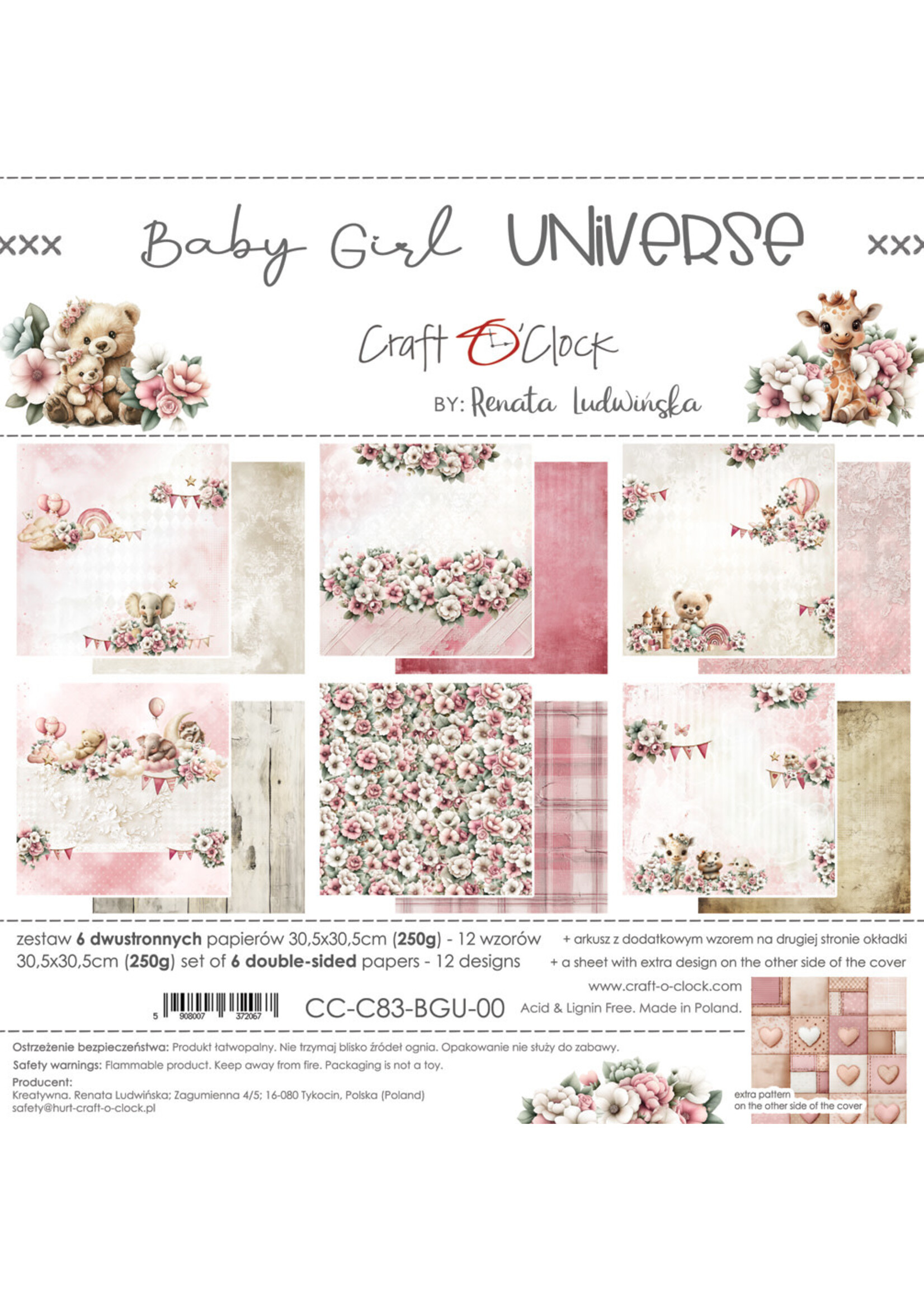 BABY GIRL UNIVERSE - een set papieren van 30,5x30,5 cm