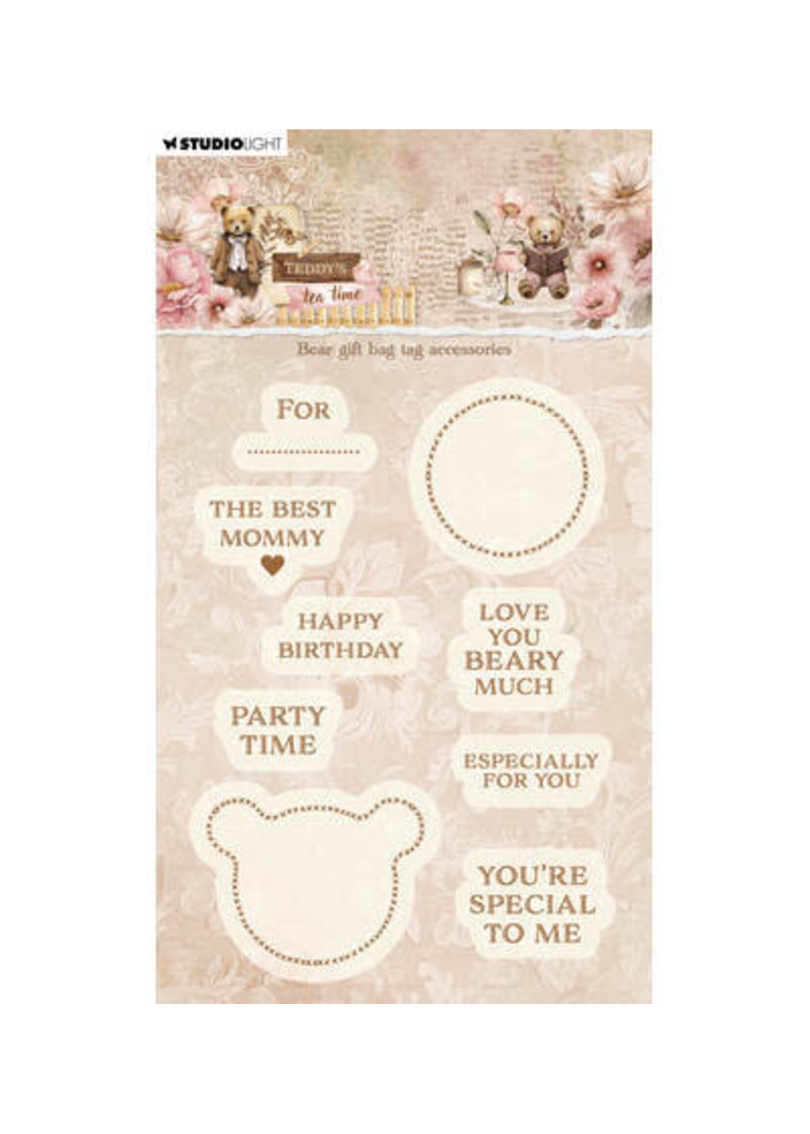 SL-TTT-STAMP924 - Bear gift bag tag accesories Teddy's Tea Time nr. 924