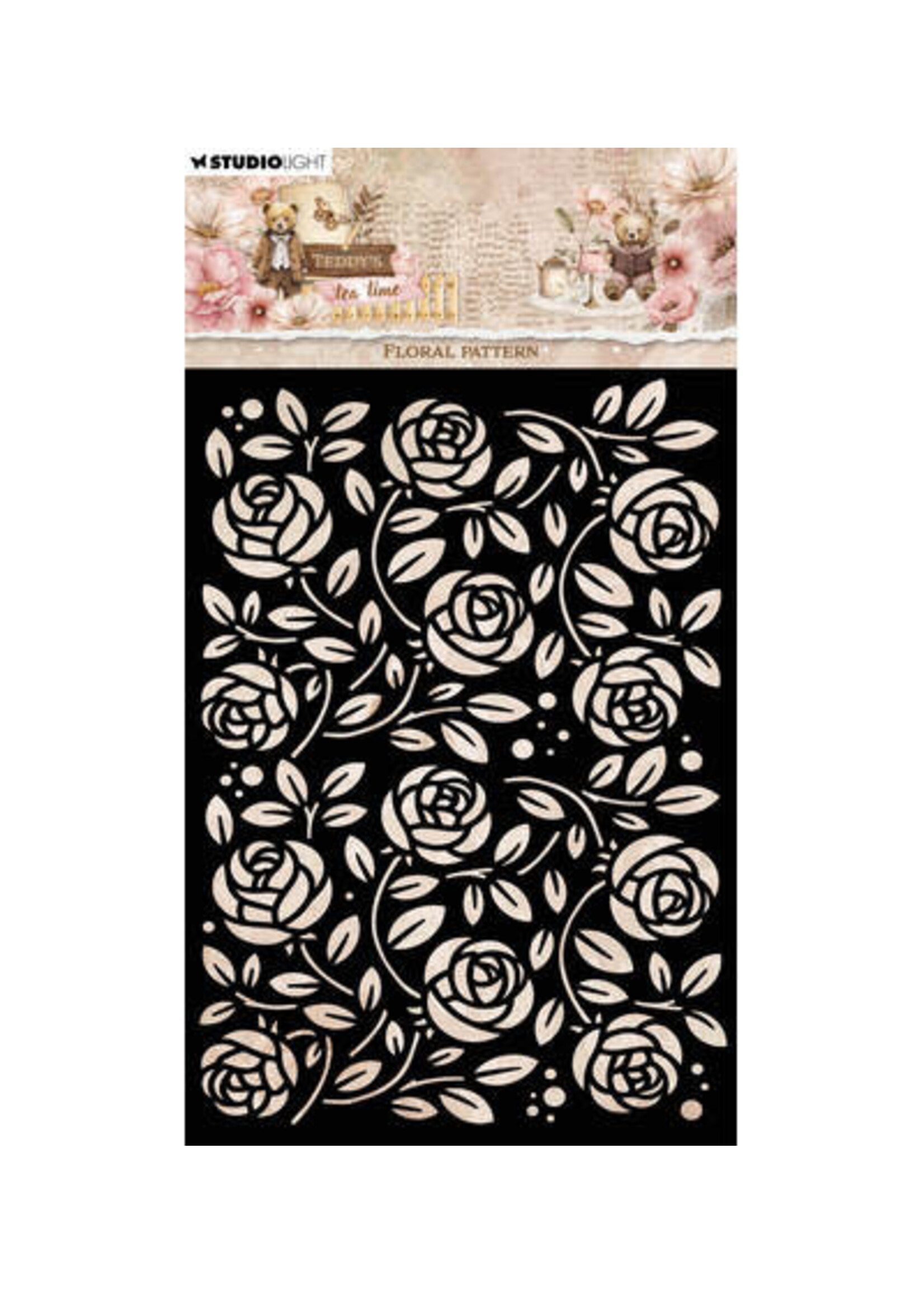 SL-TTT-MASK388 - Floral pattern Teddy's Tea Time nr. 388