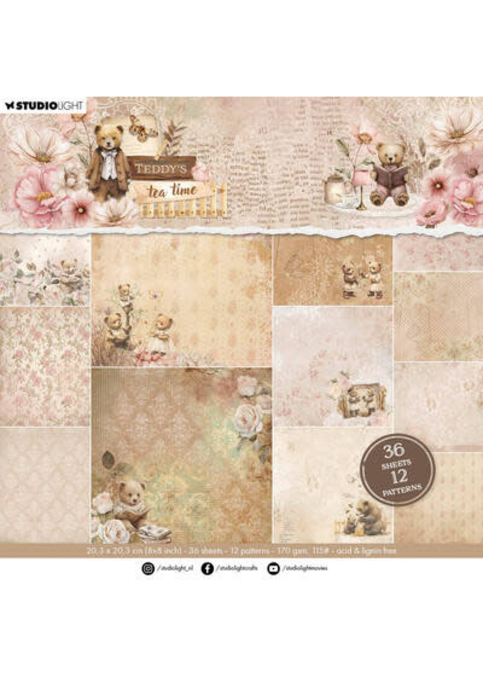 SL-TTT-DPP422 - 12 patterns Teddy's Tea Time nr. 422 20 x 20 cm