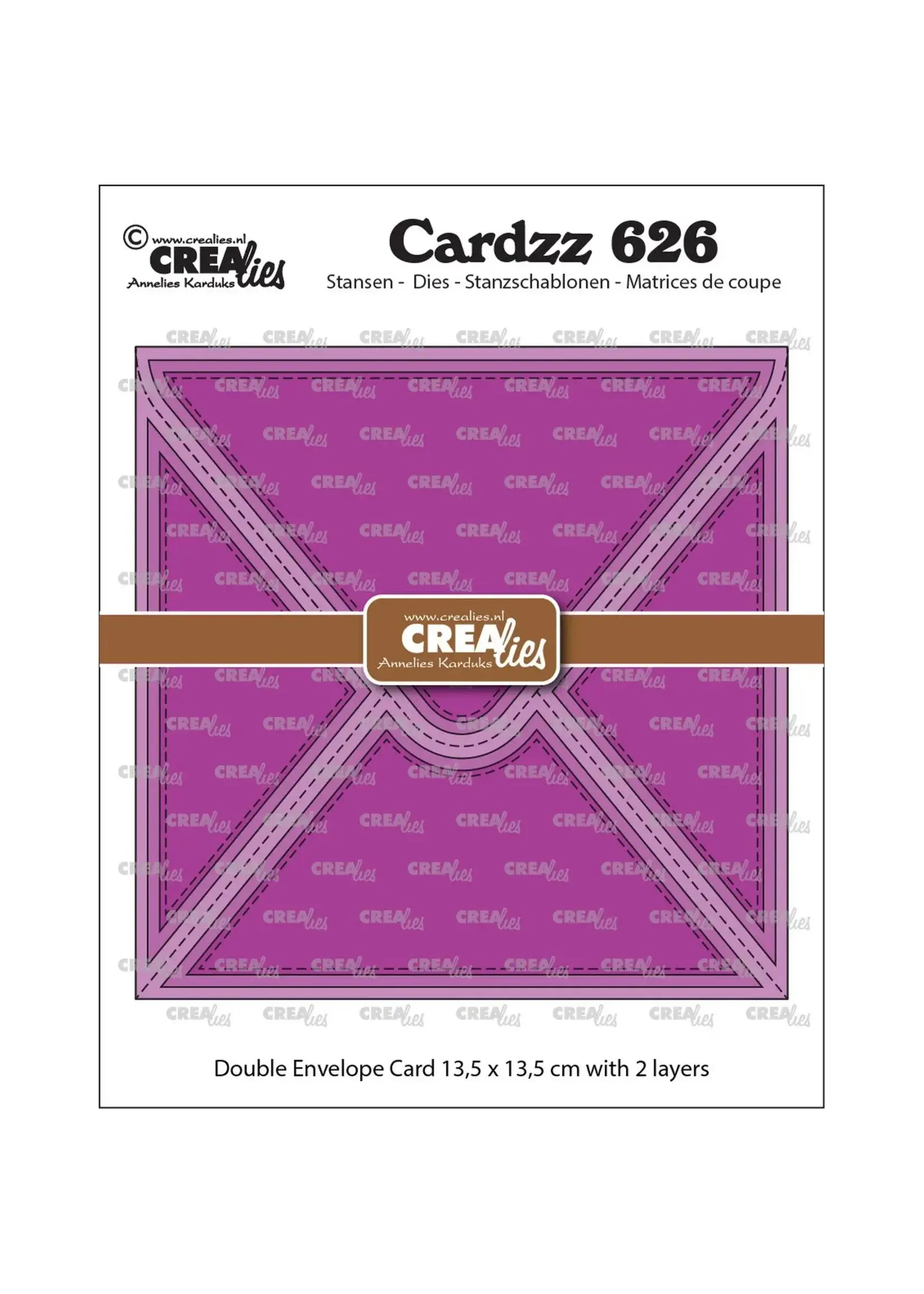 Crealies • Cardzz Dubbele Envelopkaart vierkant Crealies CLCZ626 13,5 x 13,5 cm card with 2 layers