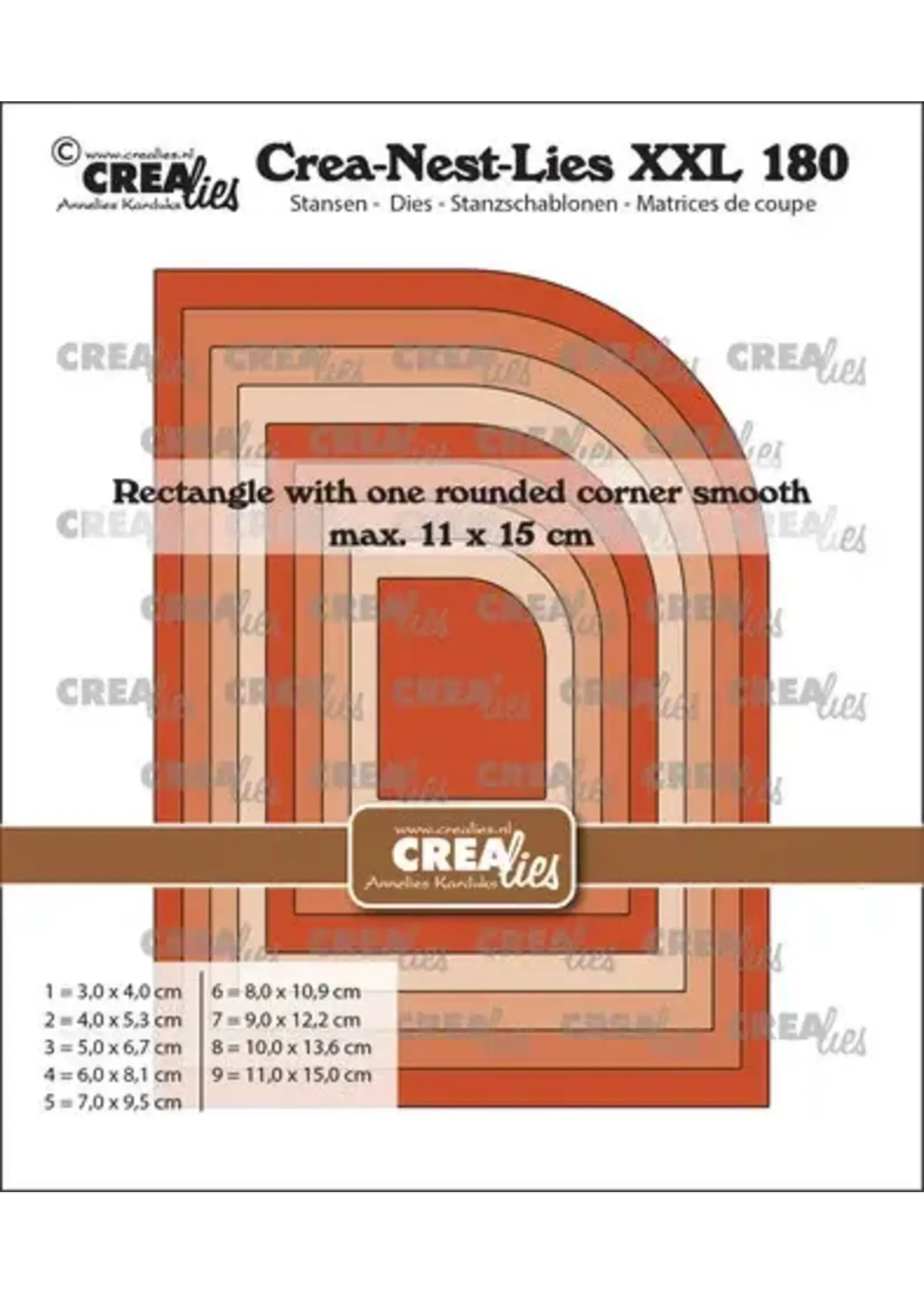 Crea-Nest-Lies XXL Stansen No. 180 Rechthoek met Afgeronde Hoek Glad (CLNestXXL180)