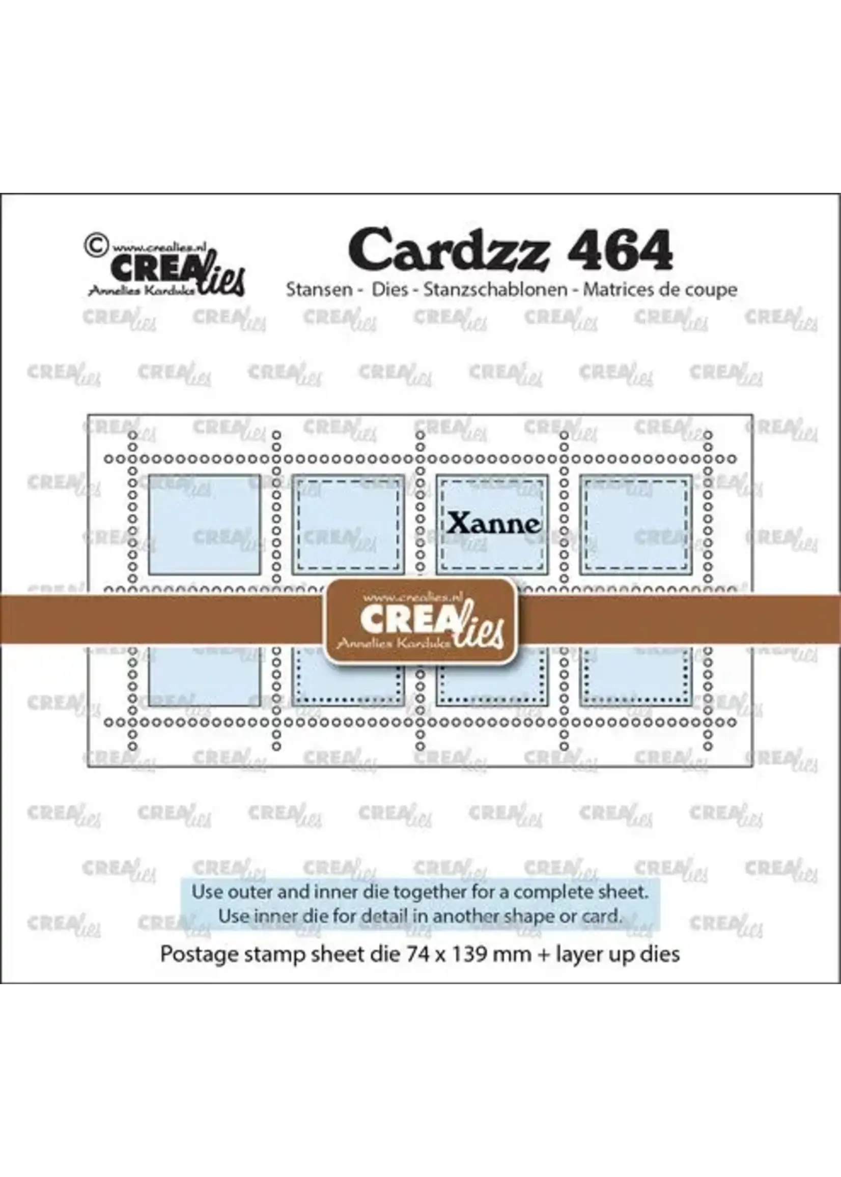 Cardzz Stansen Mini Slimline Postzegelvel Xanne met 8 Rechthoeken (CLCZ464)
