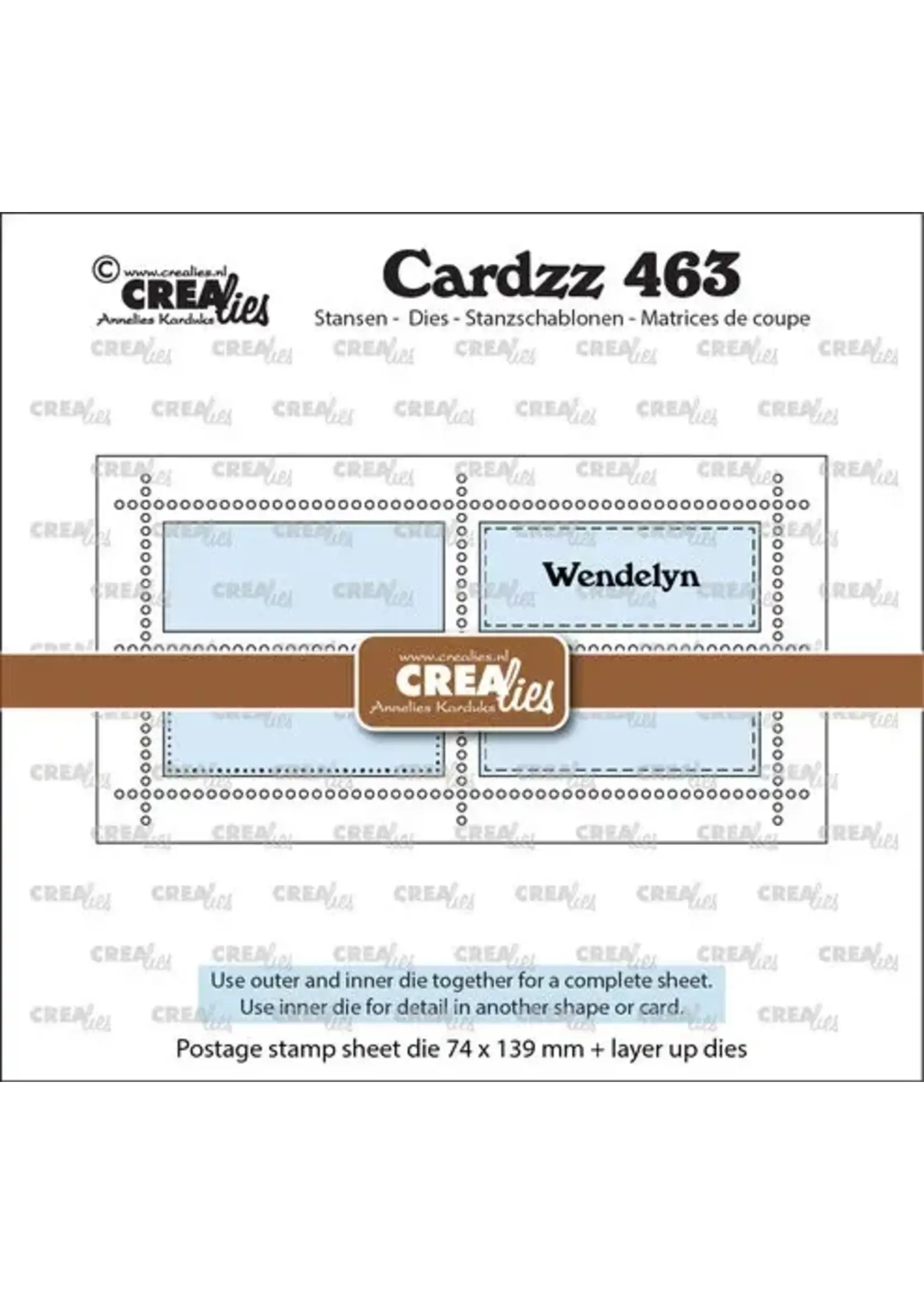 Cardzz Stansen Mini Slimline Postzegelvel Wendelyn met 4 Rechthoeken Horizontaal (CLCZ463)