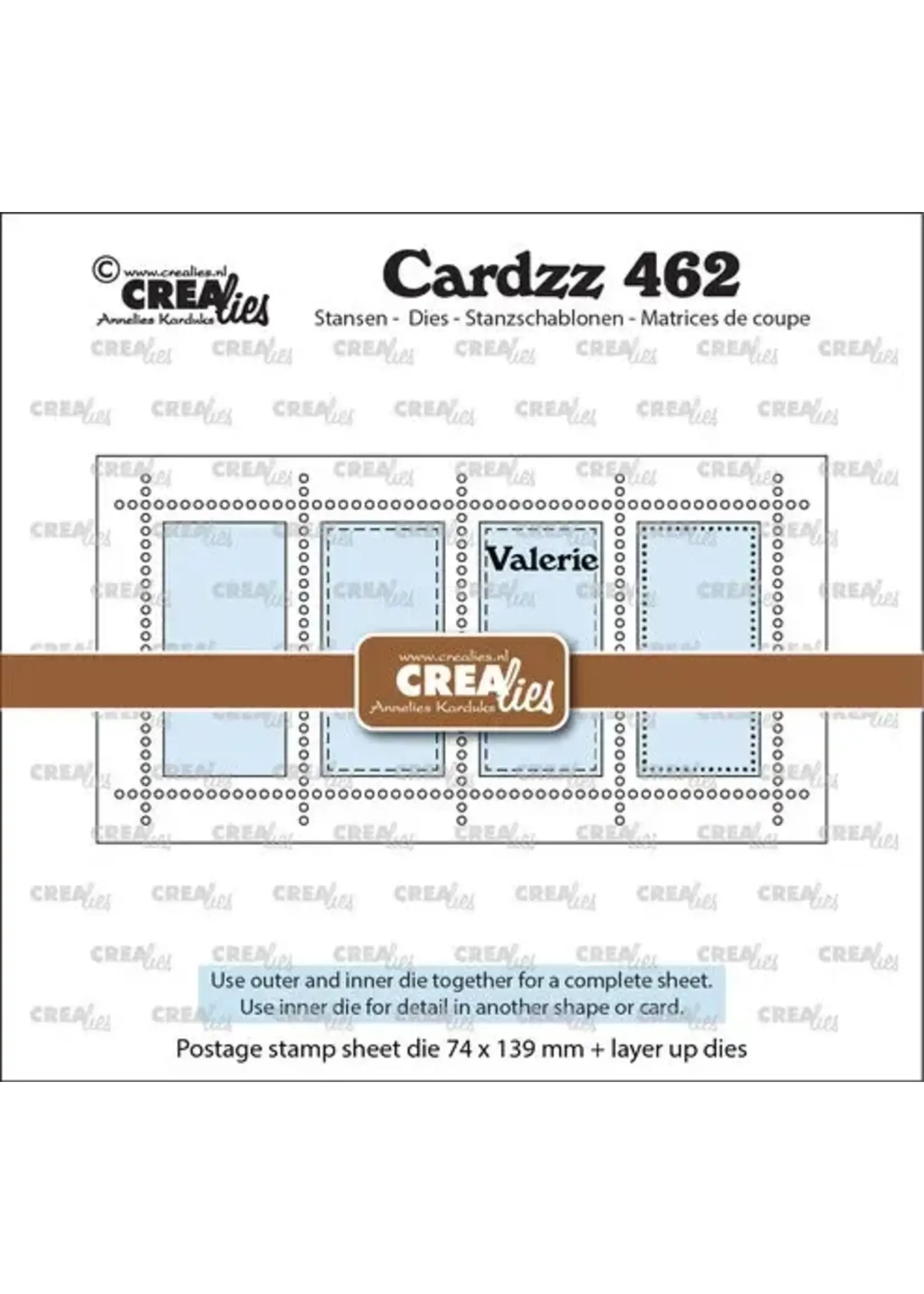 Cardzz Stansen Mini Slimline Postzegelvel Valerie met 4 Rechthoeken Verticaal (CLCZ462)