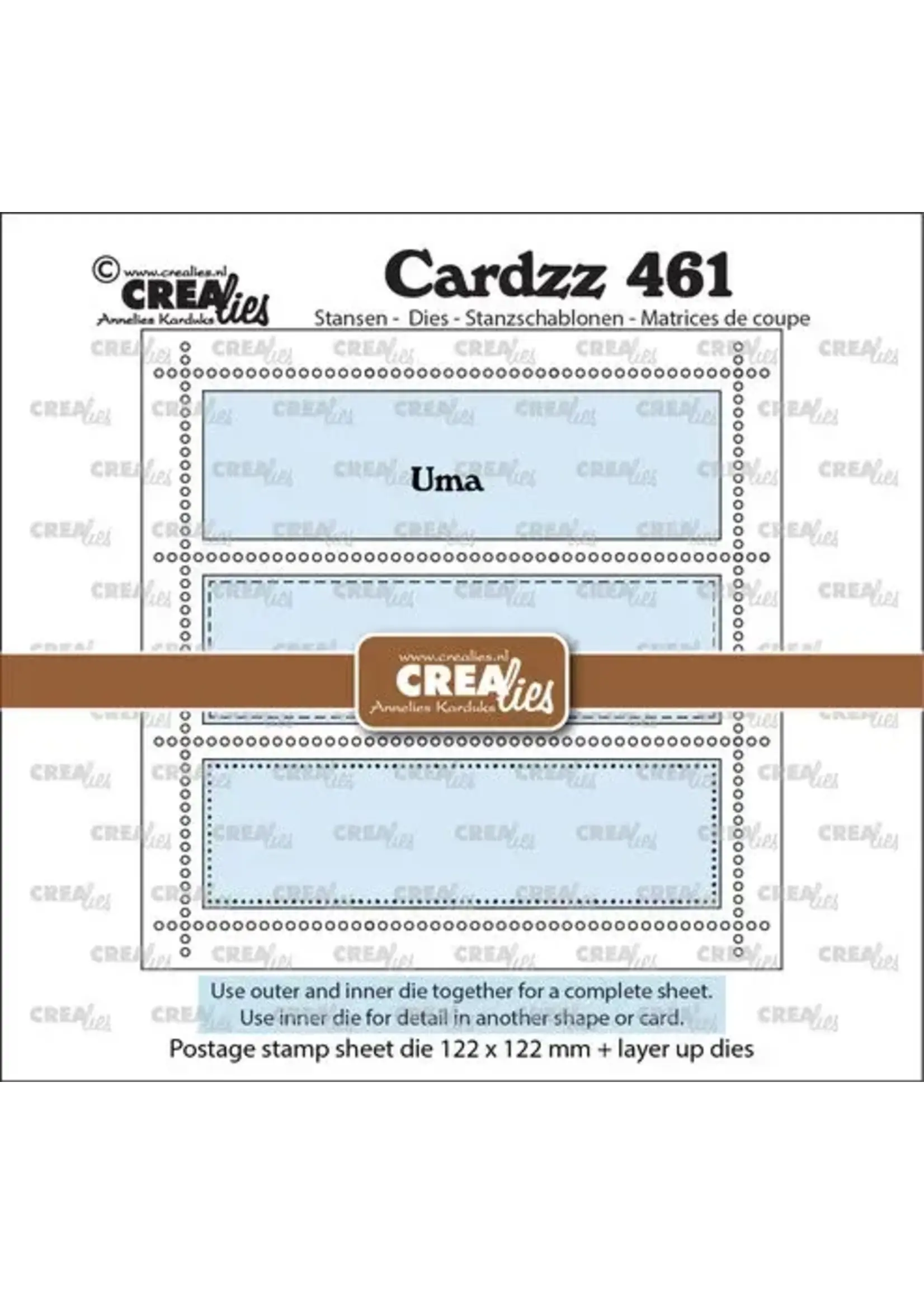 Cardzz Stansen Vierkant Postzegelvel Uma met 3 Rechthoeken (CLCZ461)