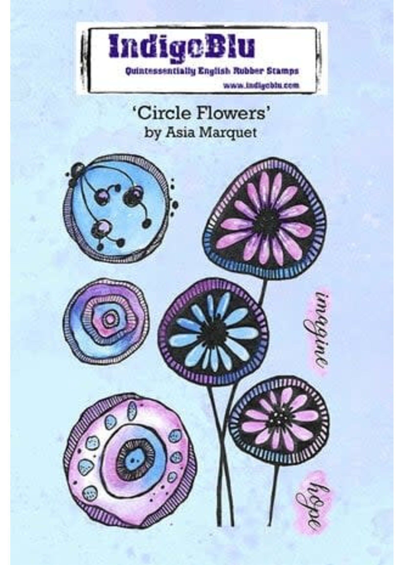 Circle Flowers by Asia A6 Rubber Stamps (IND0757)