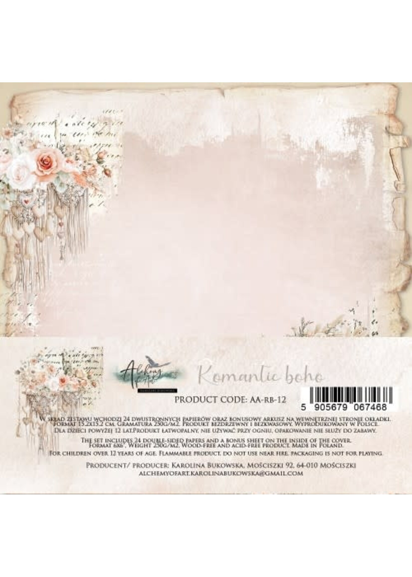 Romantic Boho AA-RB-12 Zestaw papierów do scrapbookingu 6x6