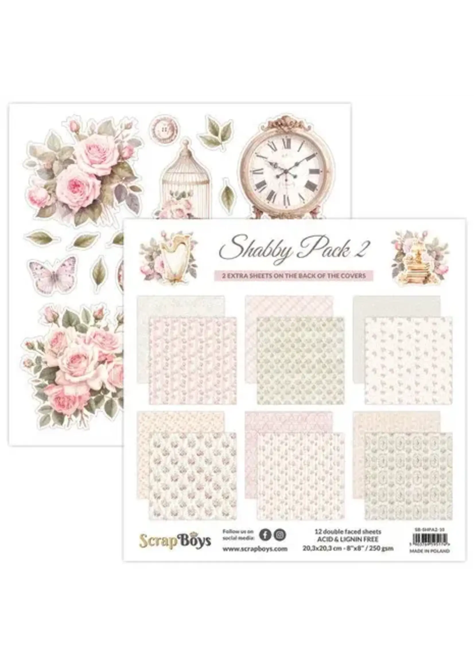 Shabby Pack 2 8x8 Inch Paper Pad (SB-SHPA2-10)