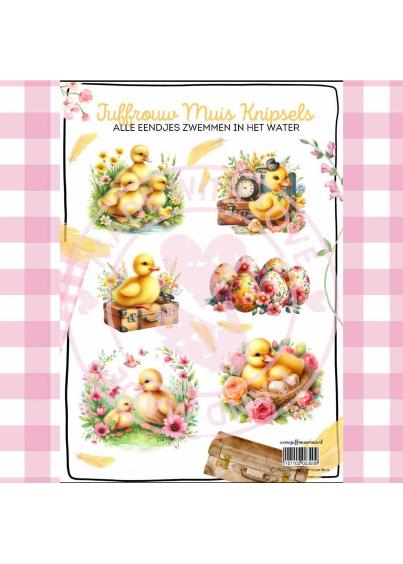 Juffrouw Muis Knipsel - Alle eendjes zwemmen in het water