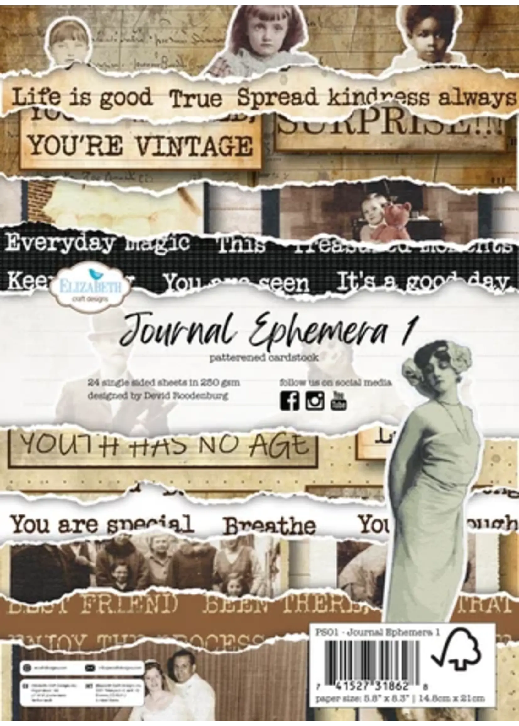 Hello You! A5 Patterned Cardstock Journal Ephemera 1 (PS01)