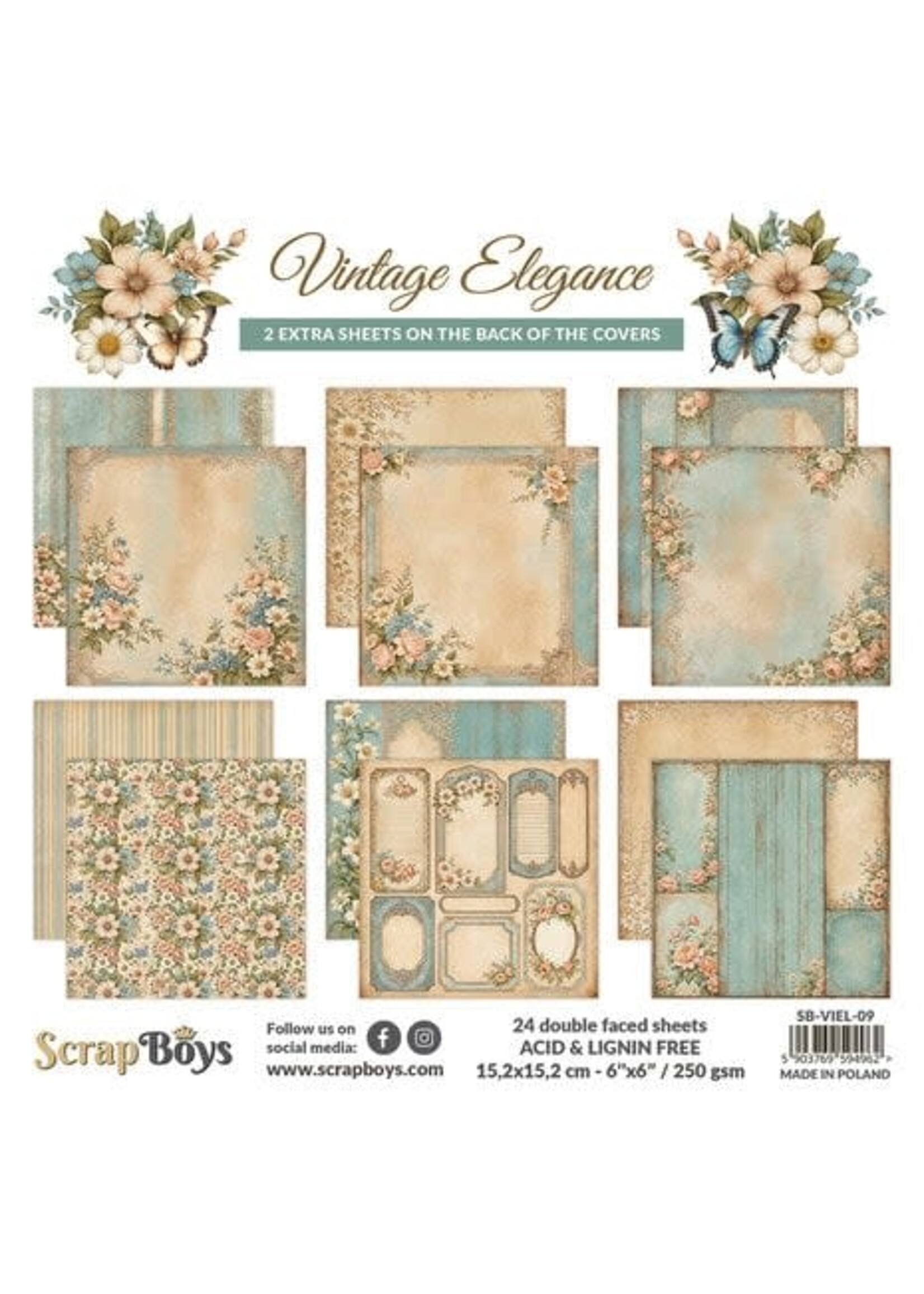 Vintage Elegance 6x6 Inch Paper Pad (SB-VIEL-09)