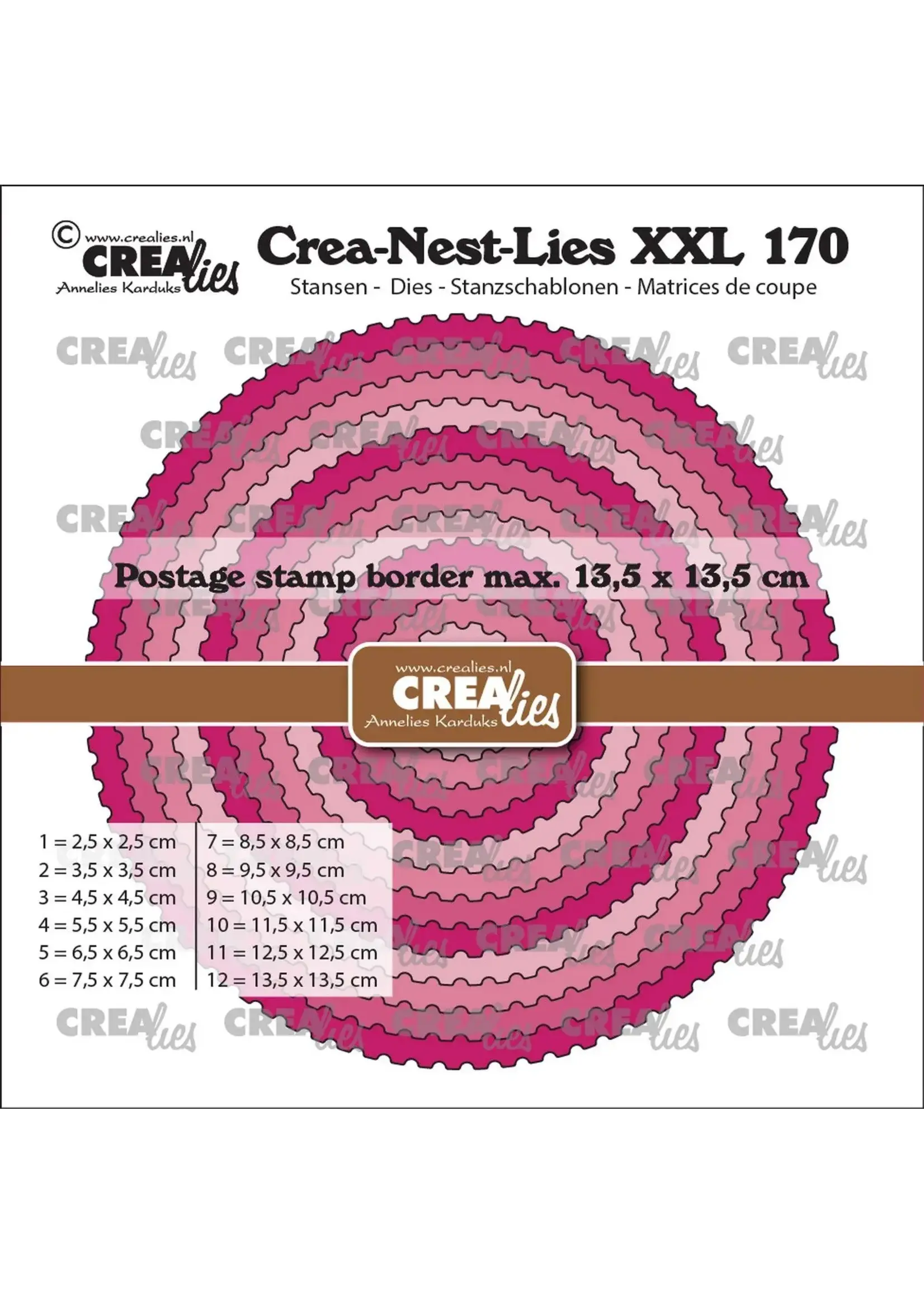Crealies • Snijmal Cirkels Met Postzegelrand Crealies CLNESTXXL170