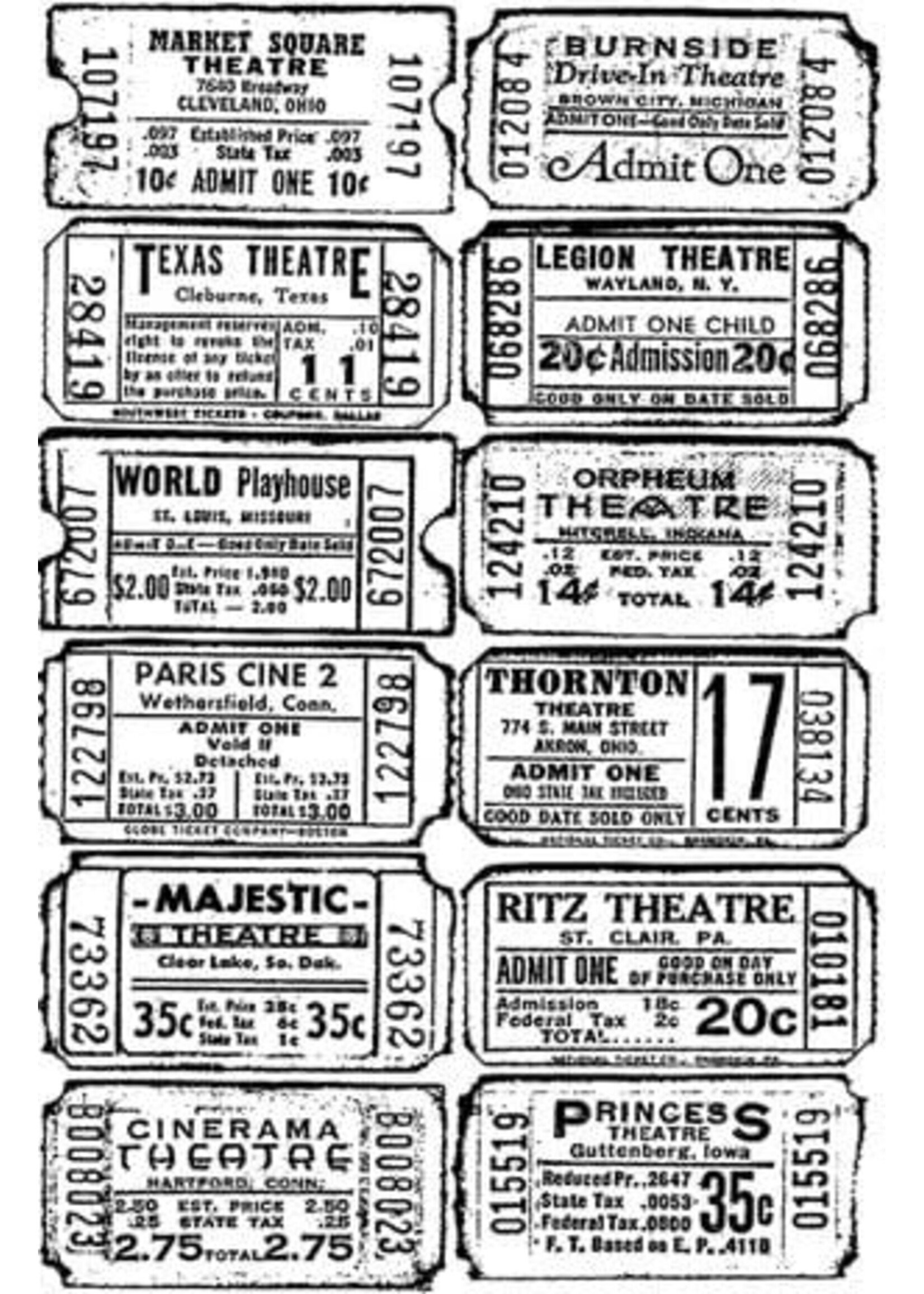 Ticket Tim Holtz Components Cling Mount Collage Stamp (COM007)