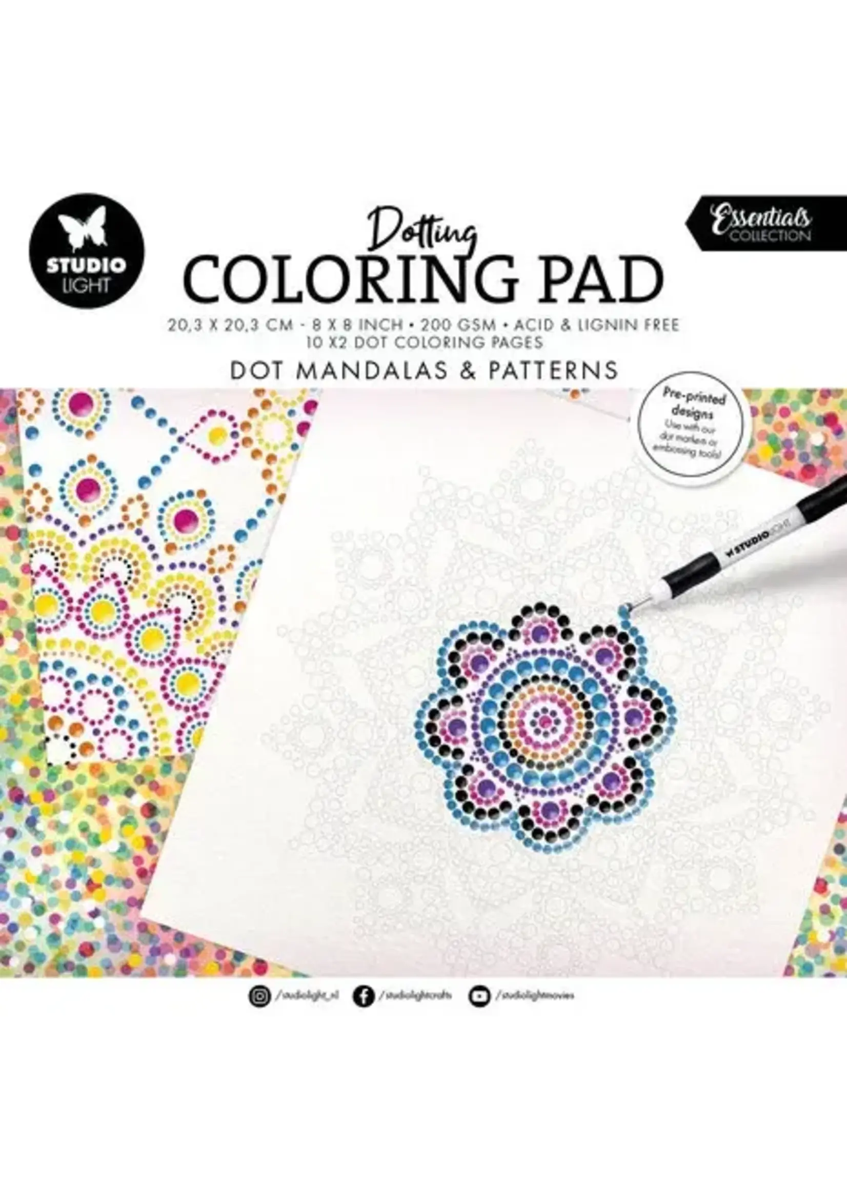 Coloring Pad 8x8 Inch Dot Mandalas & Patterns (SL-ES-CP455)