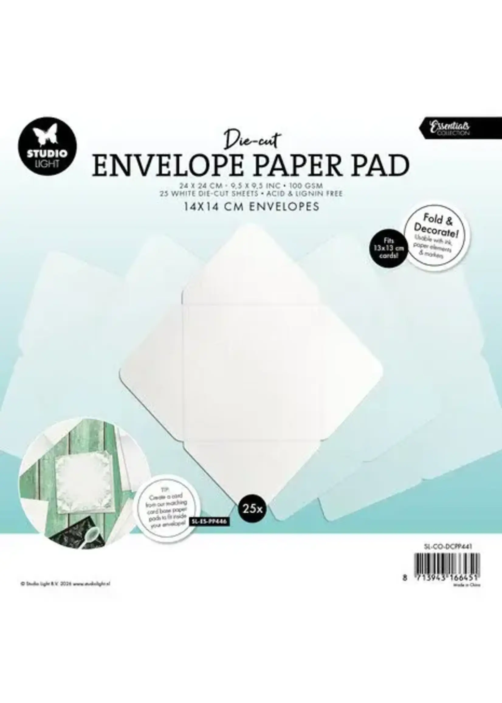 Die-Cut Envelope Paper Pad 14x14cm for 13x13cm Cards (SL-CO-DCPP441)
