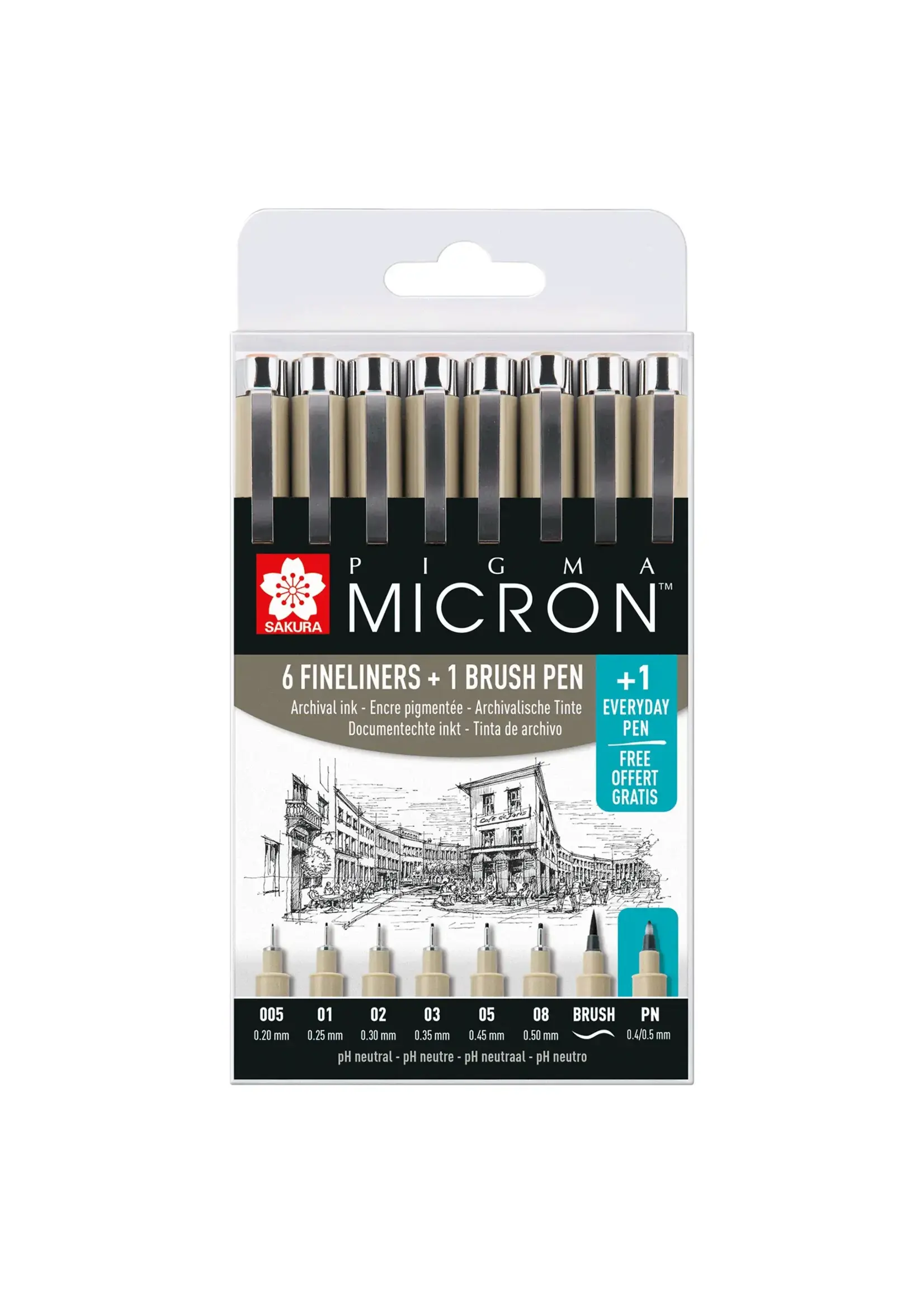 Sakura • Pigma micron set 6 fineliners, 1 brush pen & 1 PN pen Sakura POXSDK8S