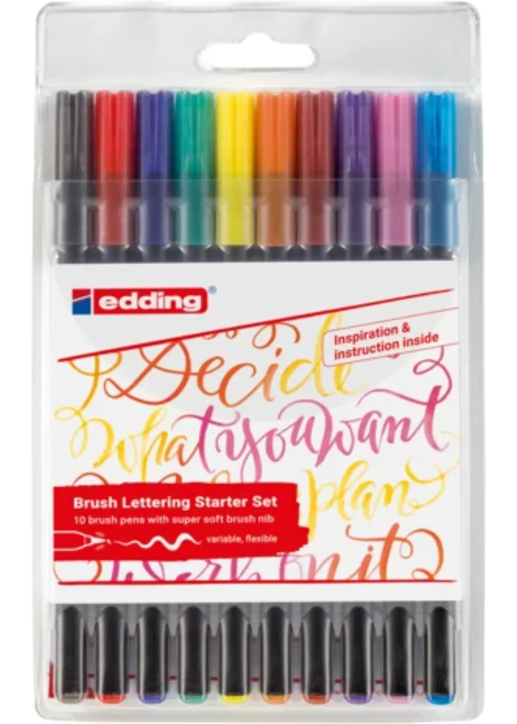 e-1340 Brush Pen Set Lettering Starter (10pcs) (4-1340-10-2)