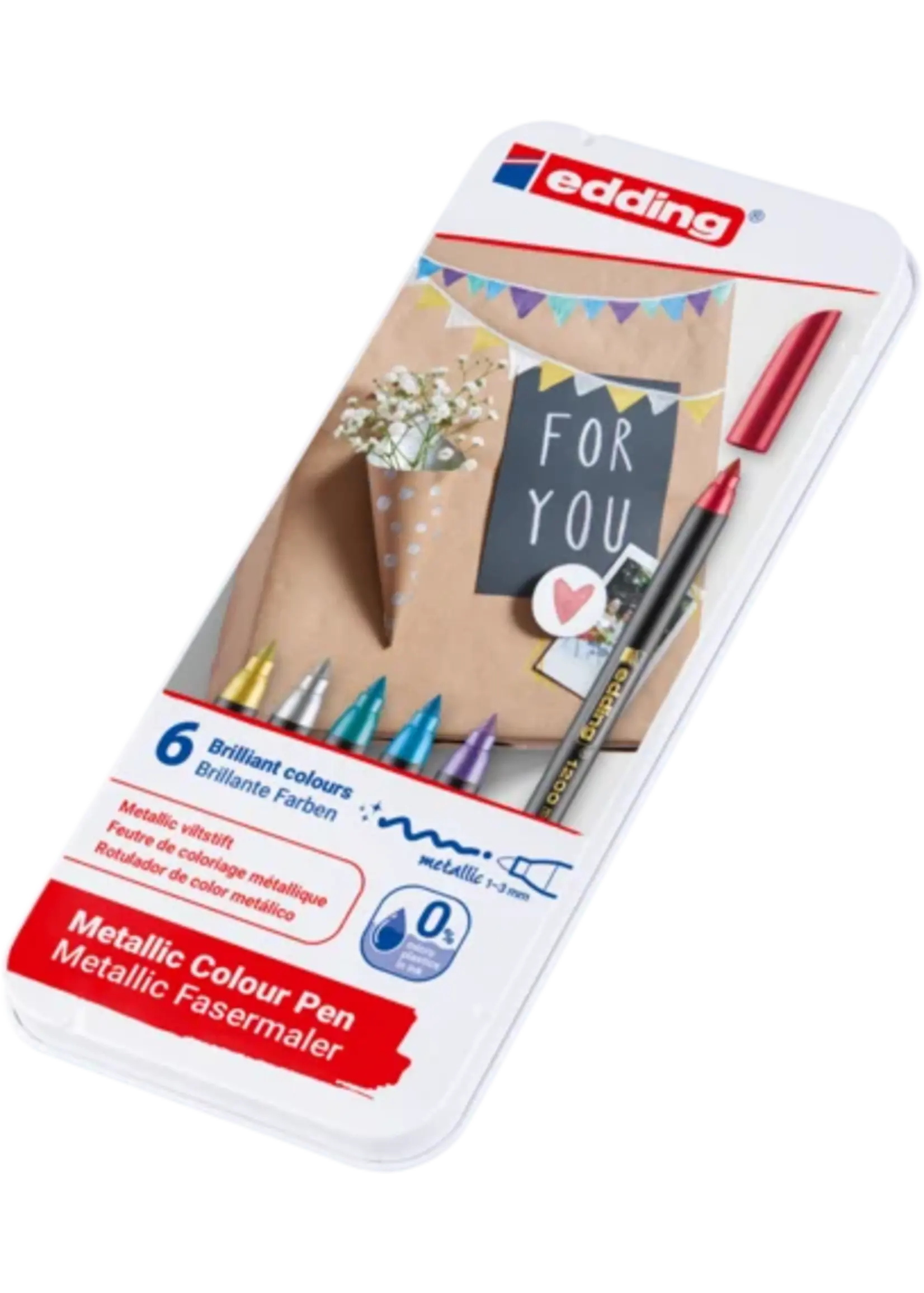 e-1200 Colour Pen Metallic Set in Metal Box (6pcs) (4-1200-6)
