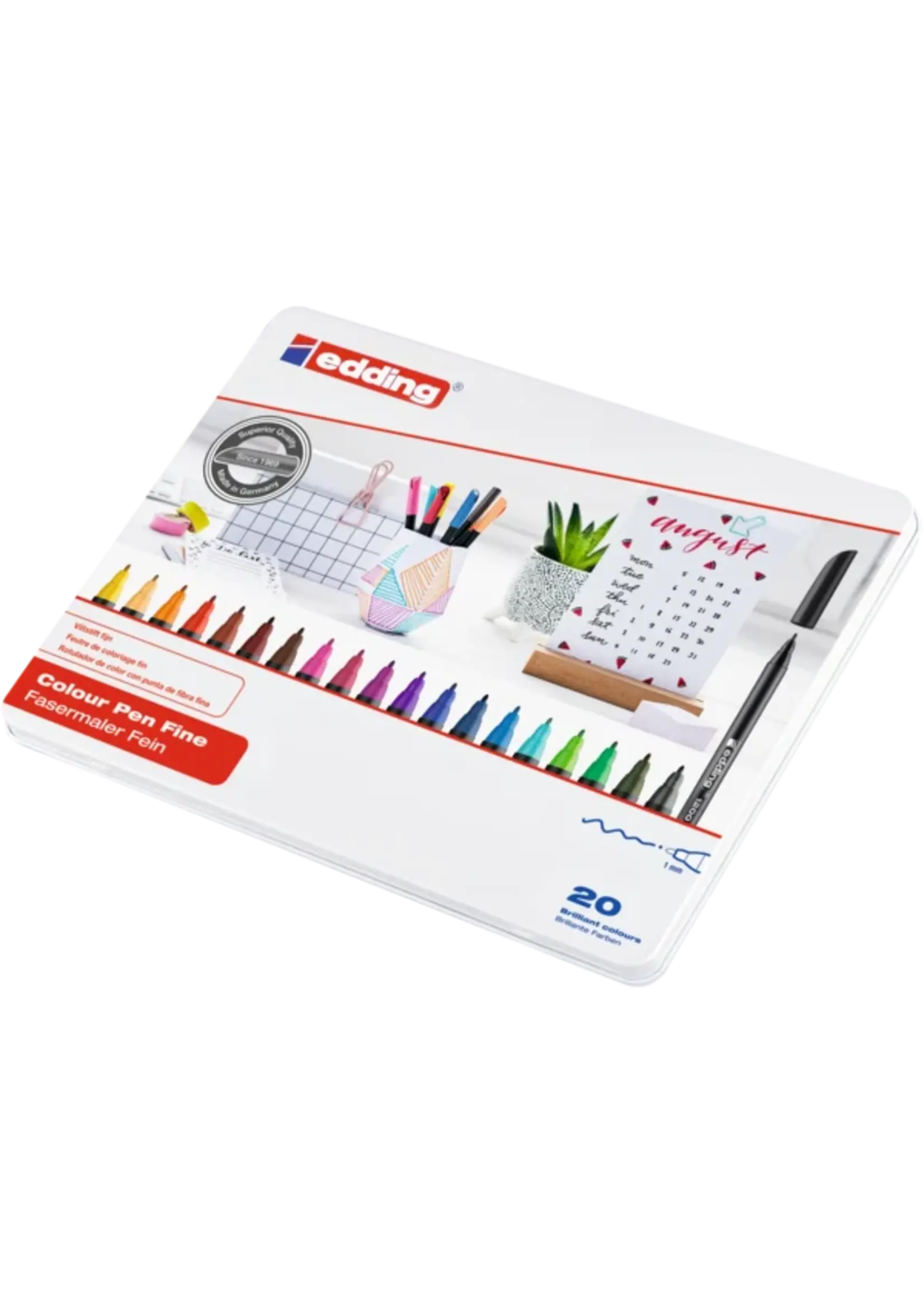 e-1200 Colour Pen Fine Set in Metal Box (20pcs) (4-1200-20)
