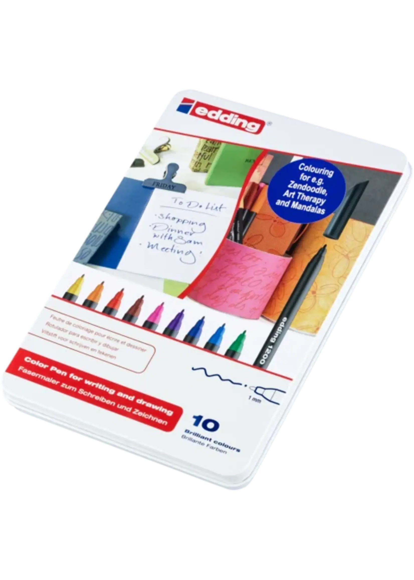 e-1200 Colour Pen Fine Set in Metal Box (10pcs) (4-1200-10)