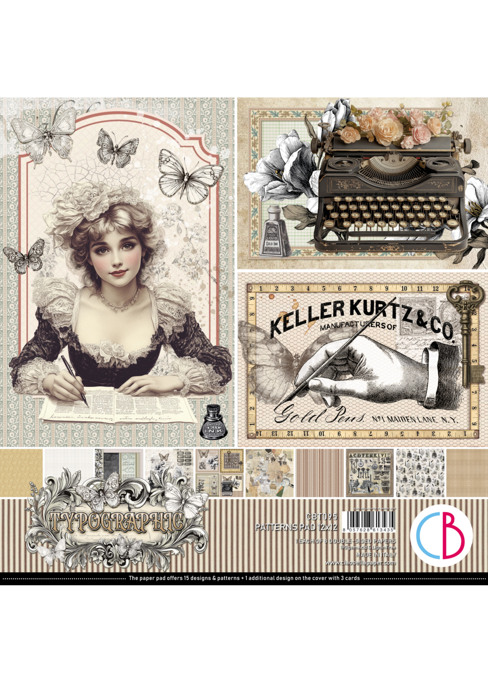 Typografische patronen Pad 12"x12" 8/Pkg