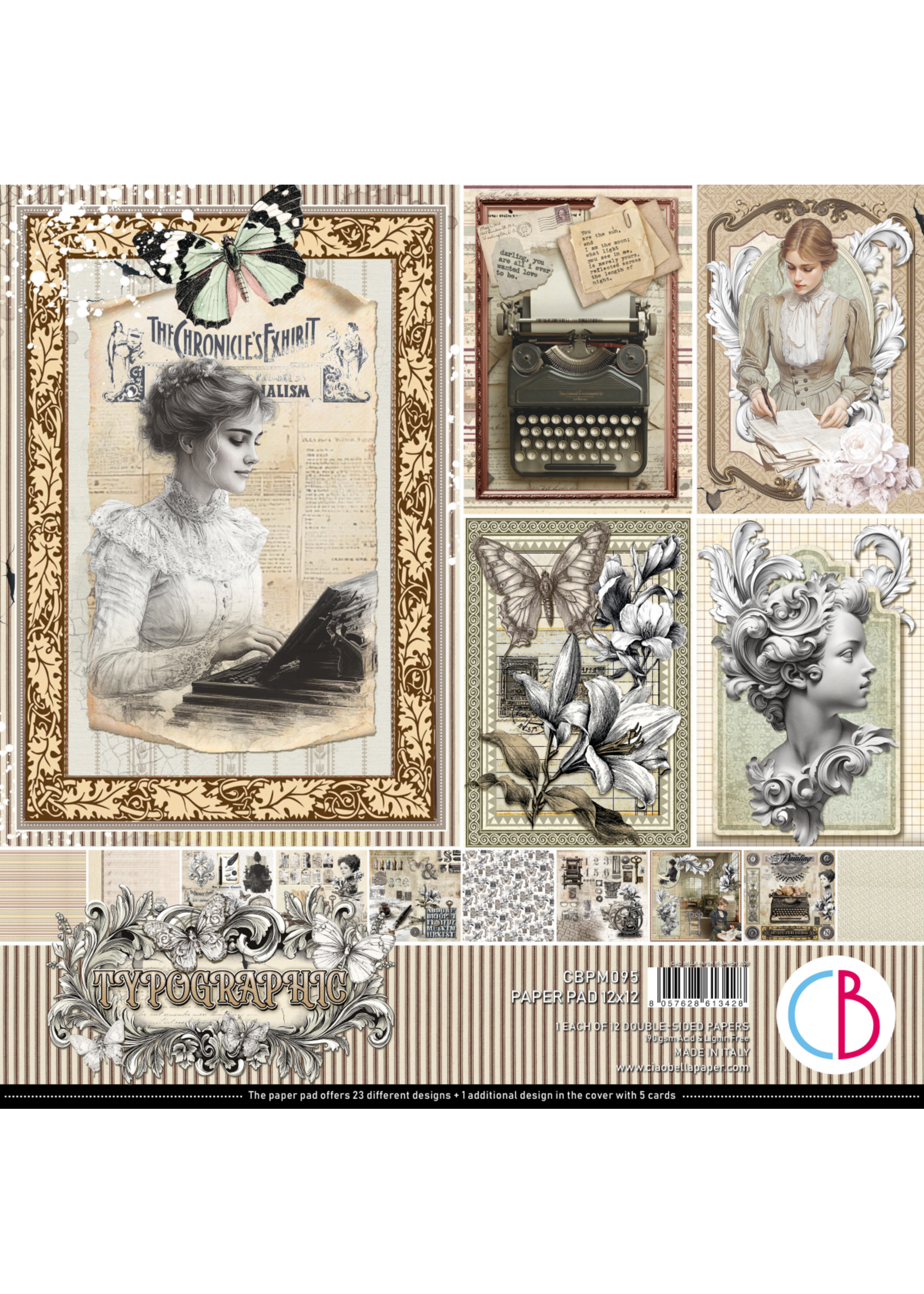 Typografisch papierblok 12"x12" 12" 12/pkg