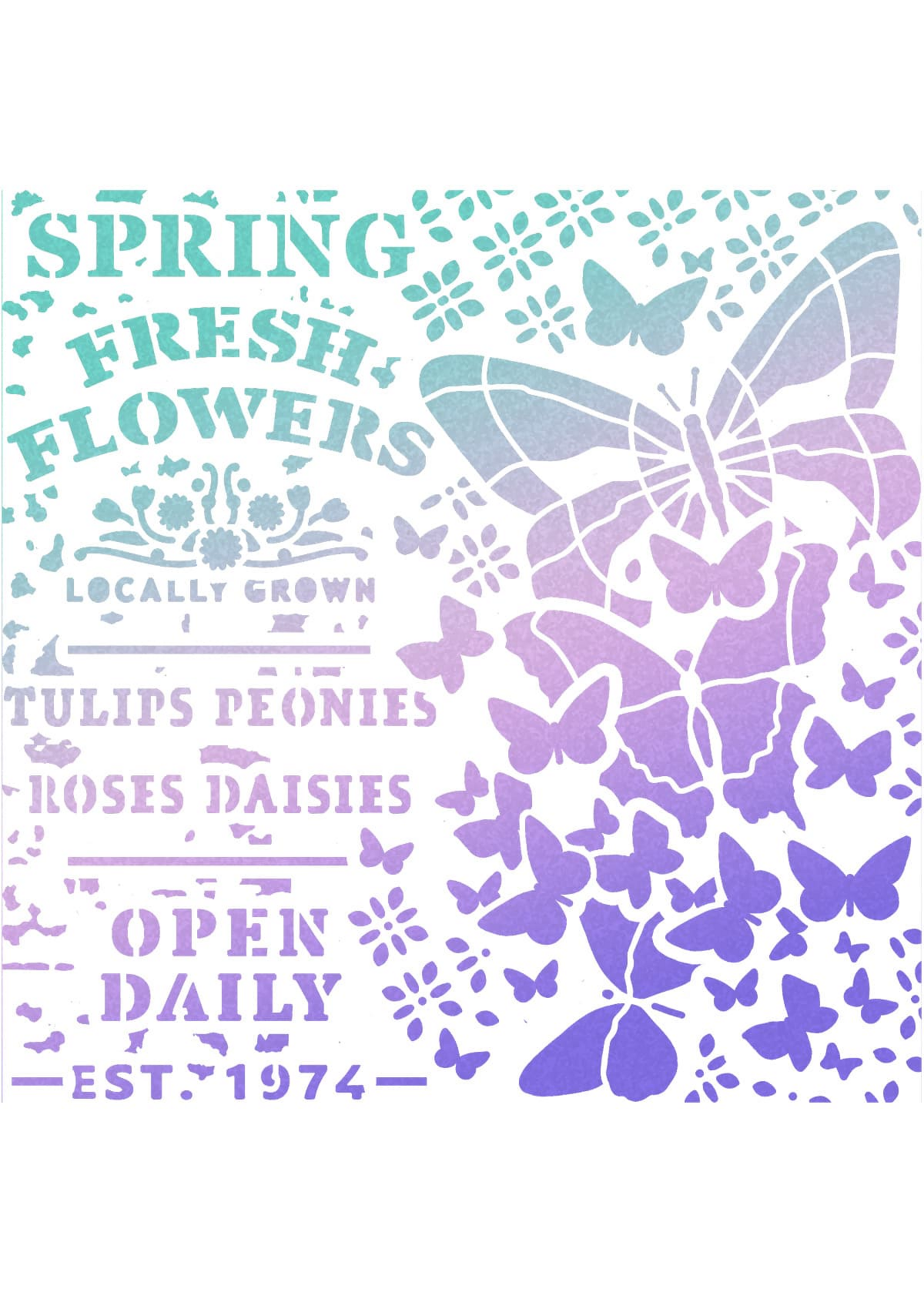 Textuursjabloon 8"x8" Lenteverse bloemen