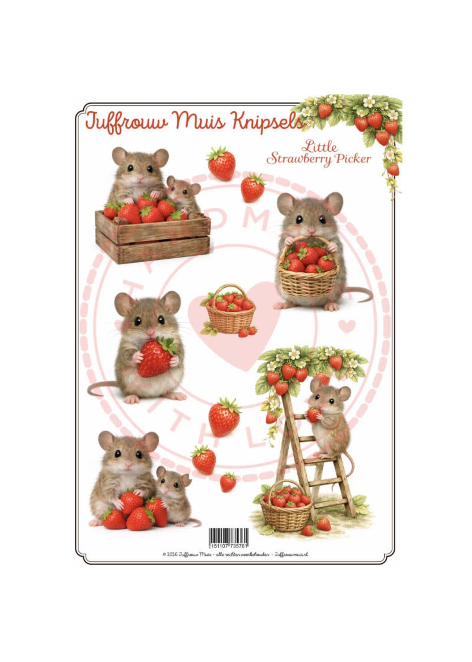 Juffrouw Muis Knipsel - Little Strawberry Picker
