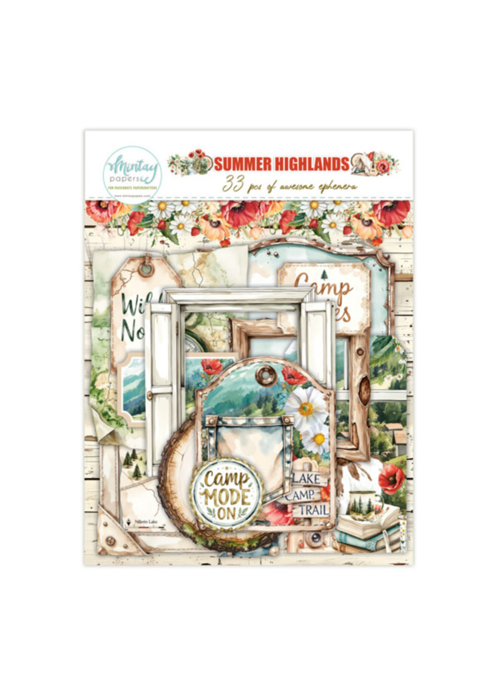 Papieren Ephemera - Summer Highlands, 33 stuks