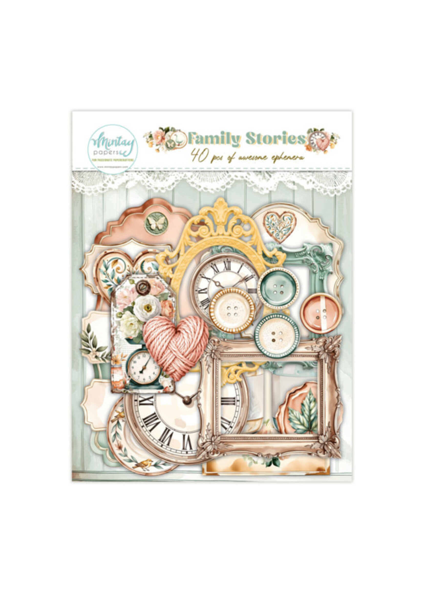 Papieren Ephemera - Familieverhalen, 40 szt.