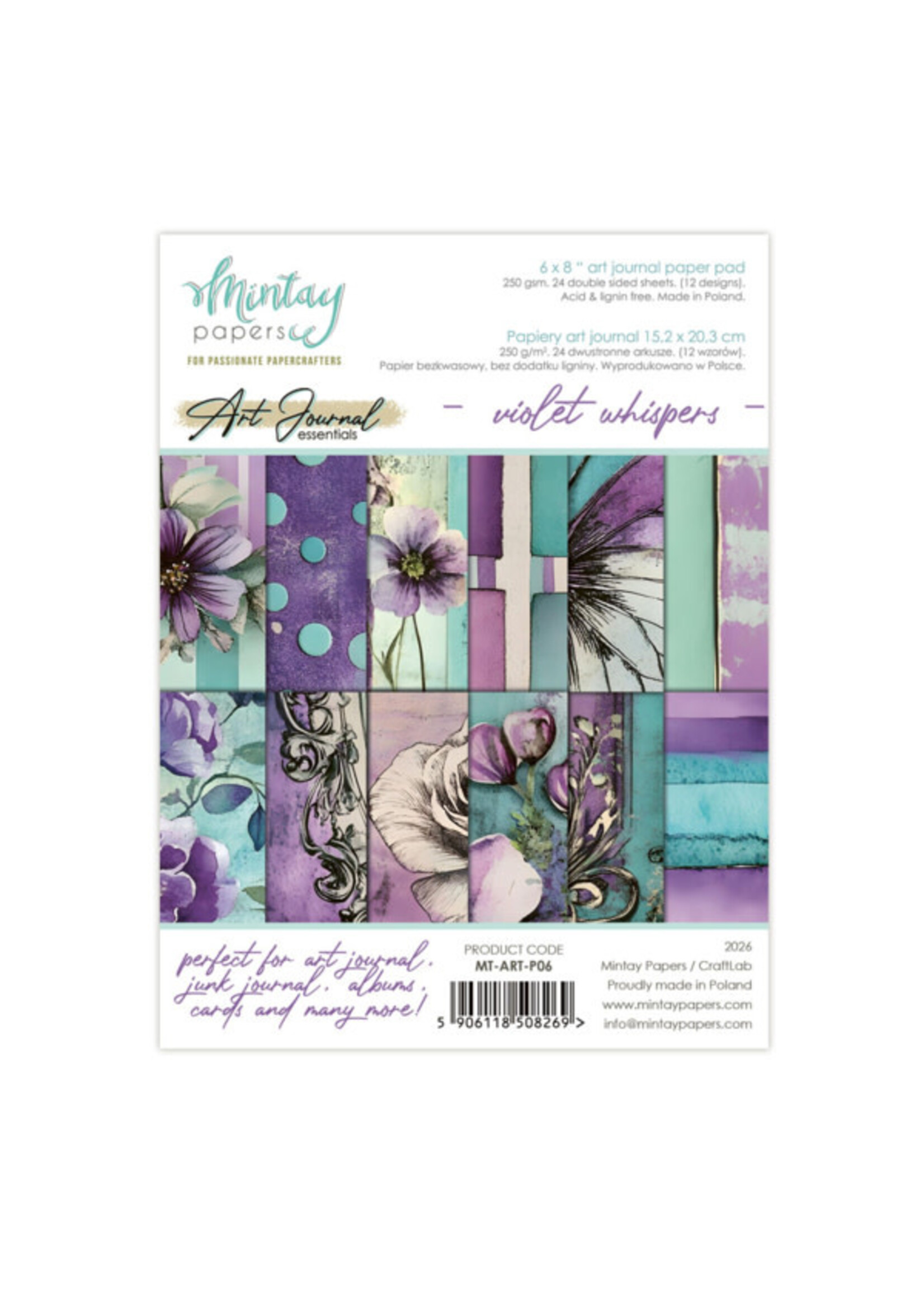 6 x 8 Art Journal Paper Pad - Violet Whispers