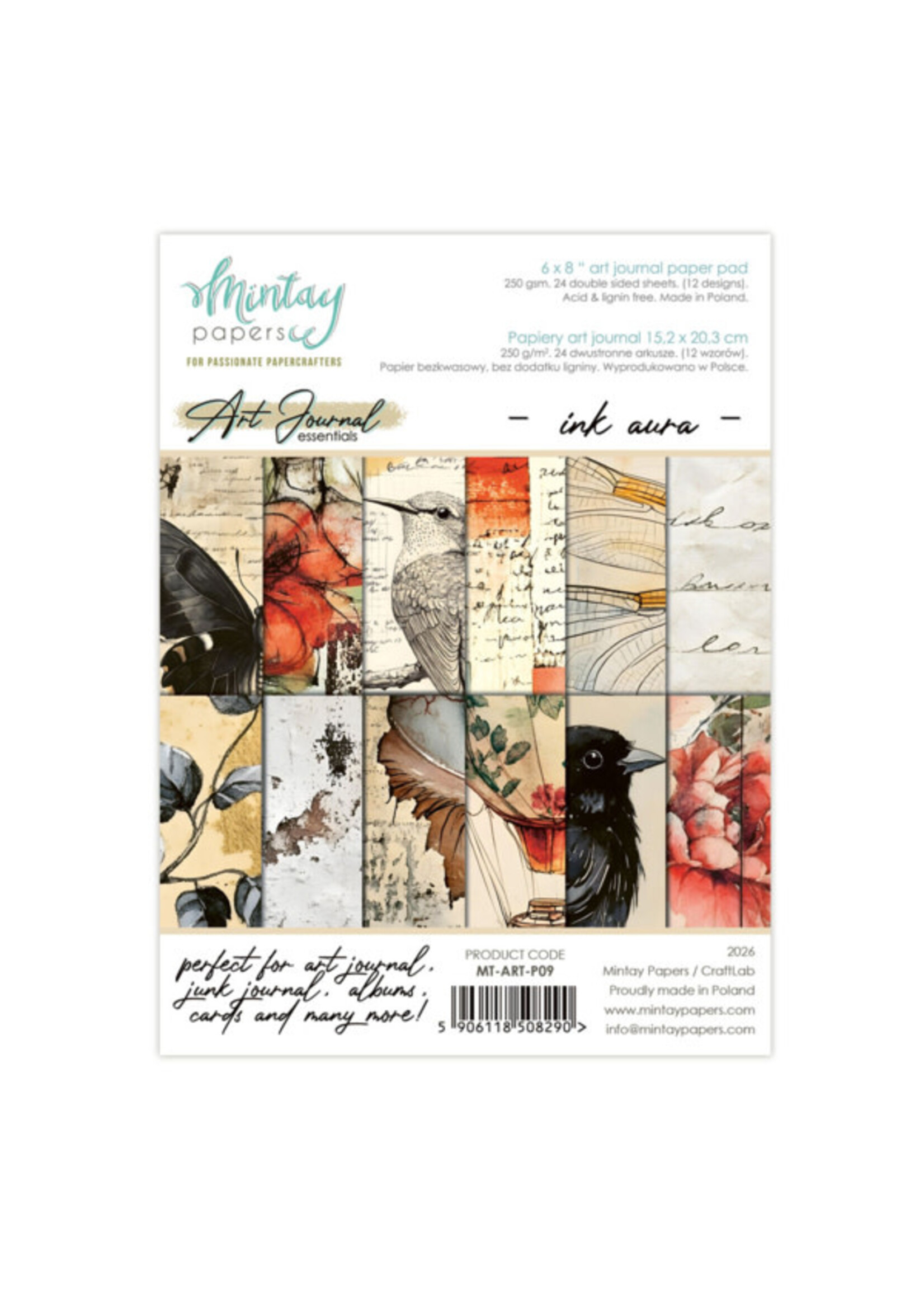 6 x 8 Art Journal Paper Pad - Inkt Aura