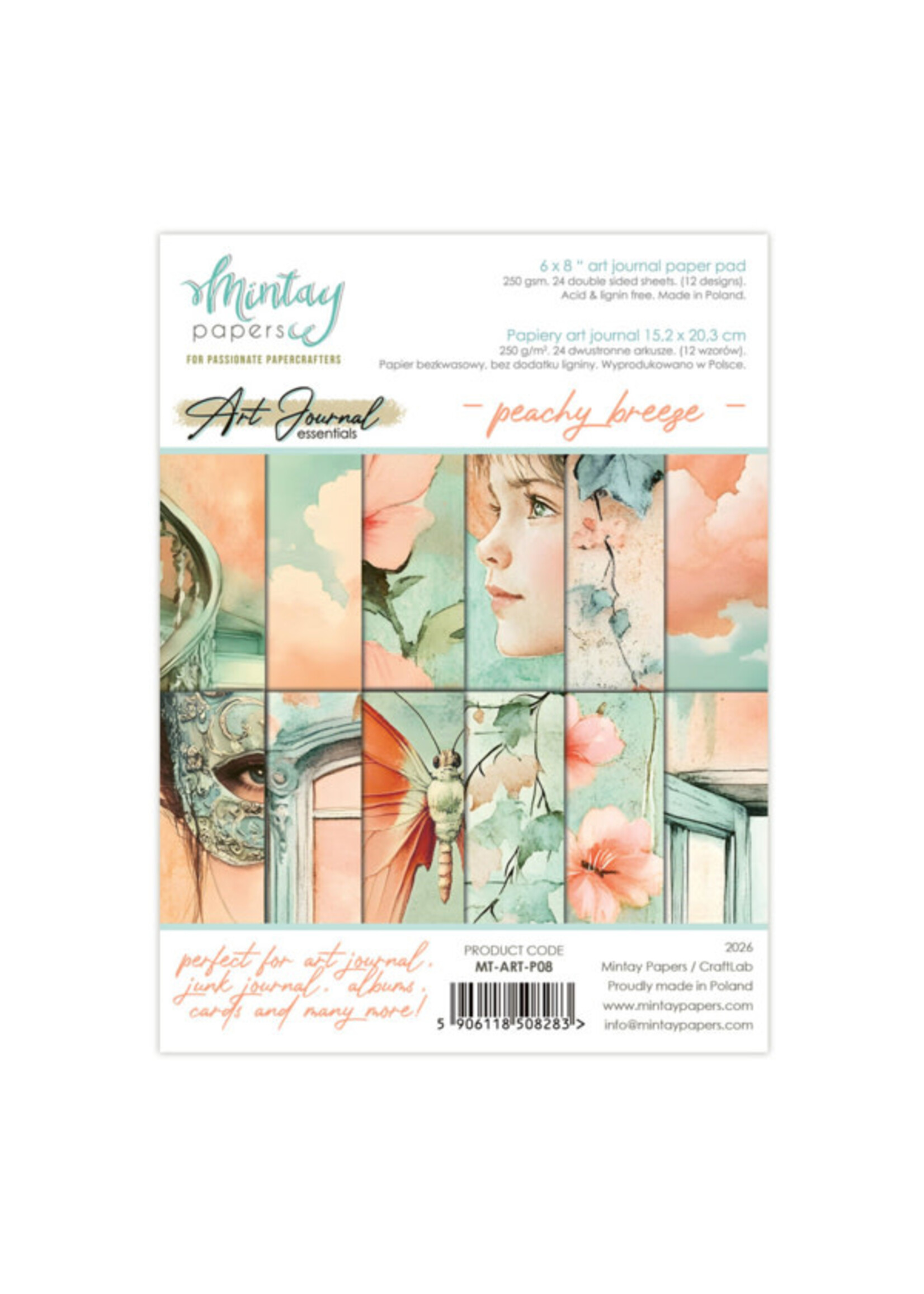 6 x 8 Art Journal Paper Block - Peachy Breeze