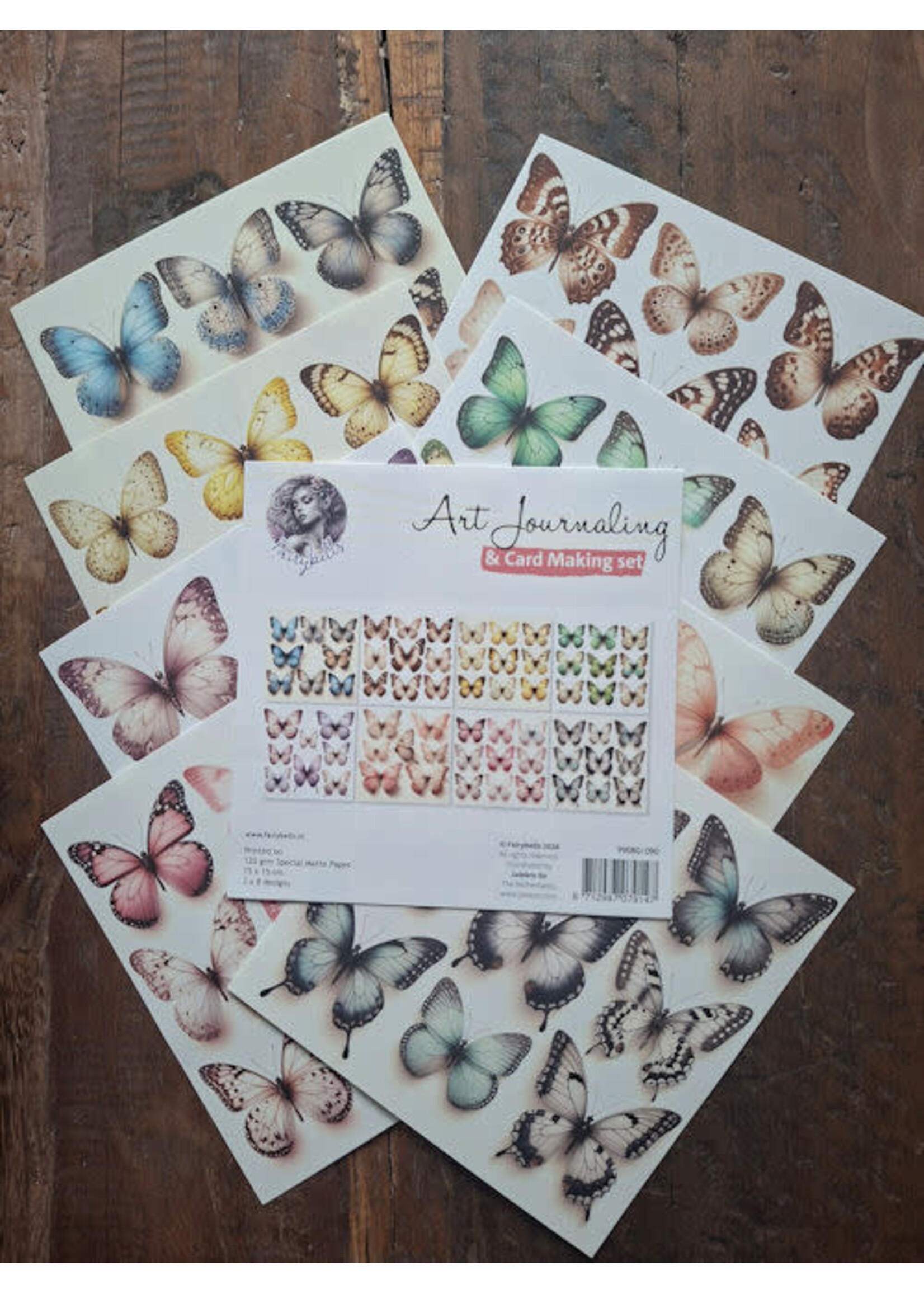 Art Journaling & Card Making Backgrounds Set Kleurrijke vlinders