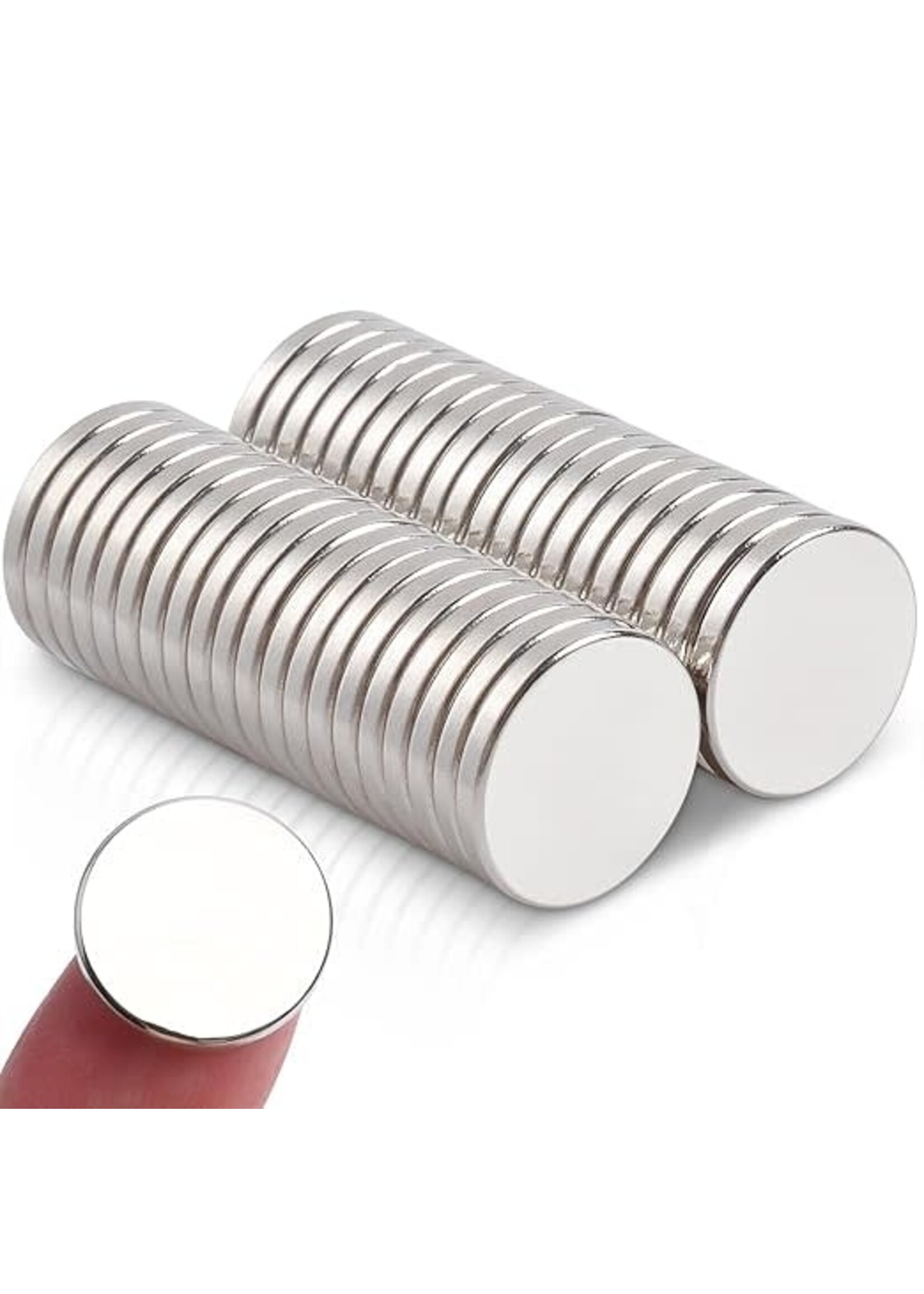 Magneten, extra sterk, set van 60 stuks in een opberg blikje extra sterk 10 x 1 mm