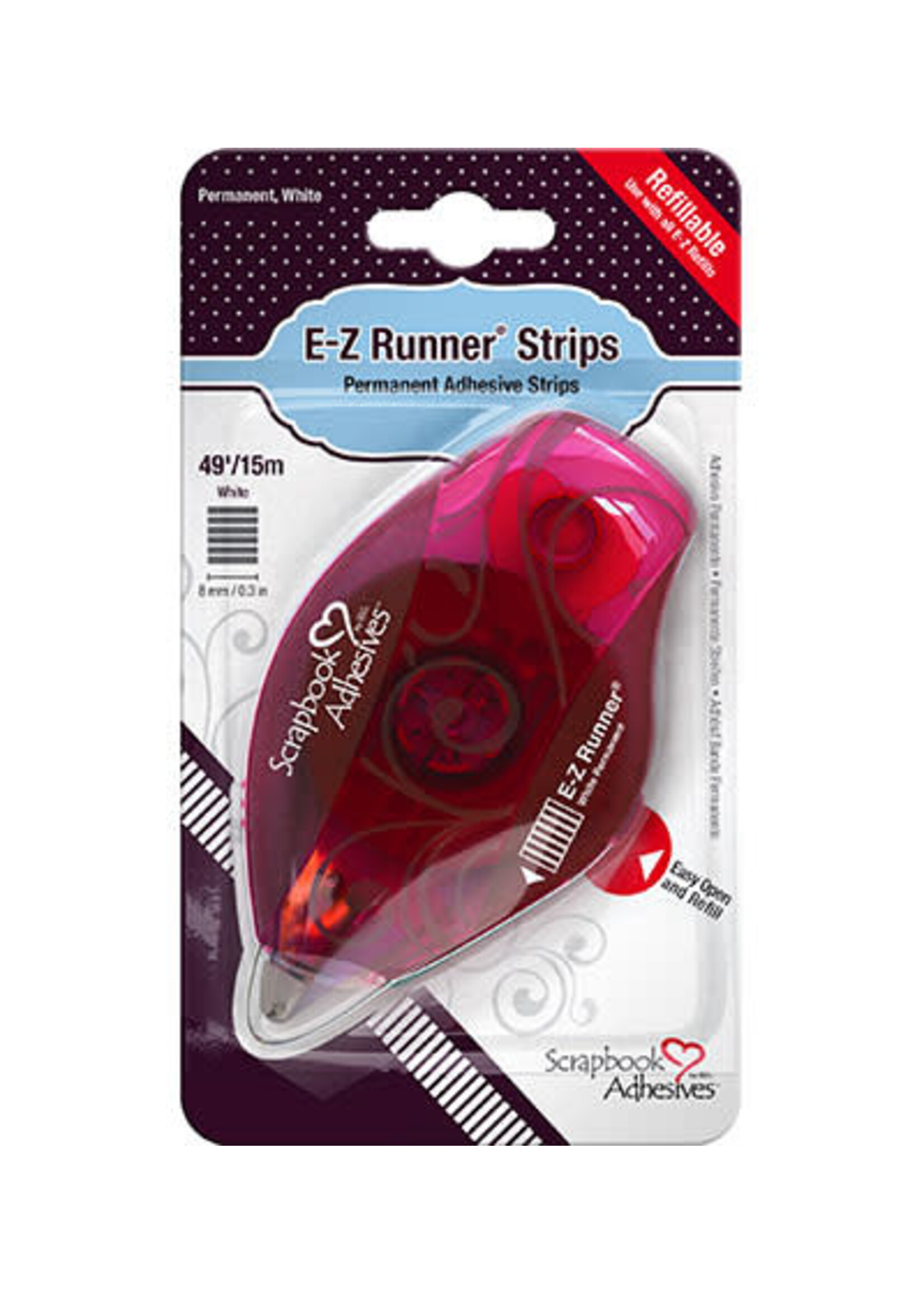 01200-6 - E-Z Runner REFILLABLE - STRIPS - permanent