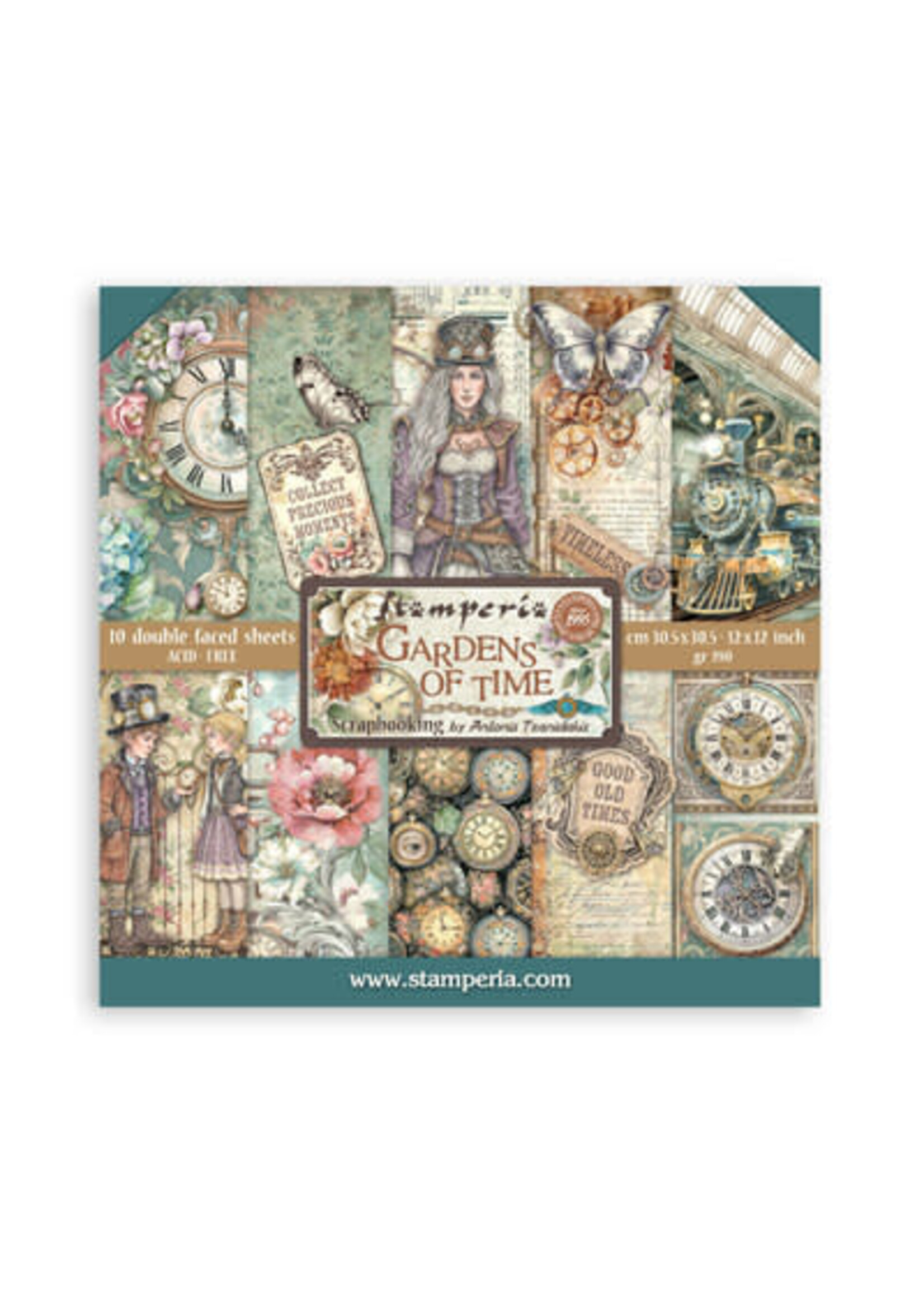 SBBL185 - Stamperia Papierblok Groot – Gardens of Time Backgrounds