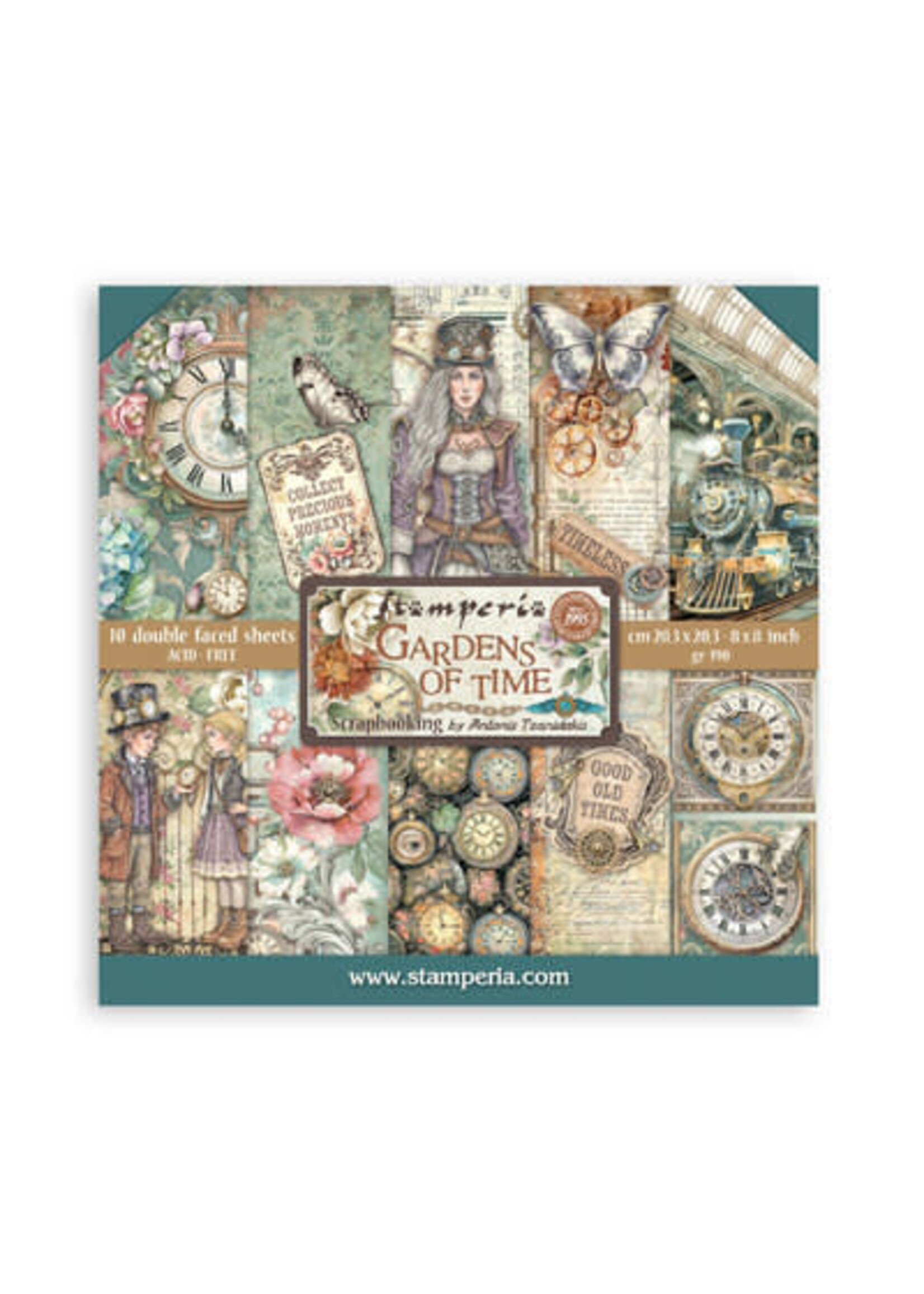 SBBS141 - Stamperia Papierblok Klein – Gardens of Time Backgrounds