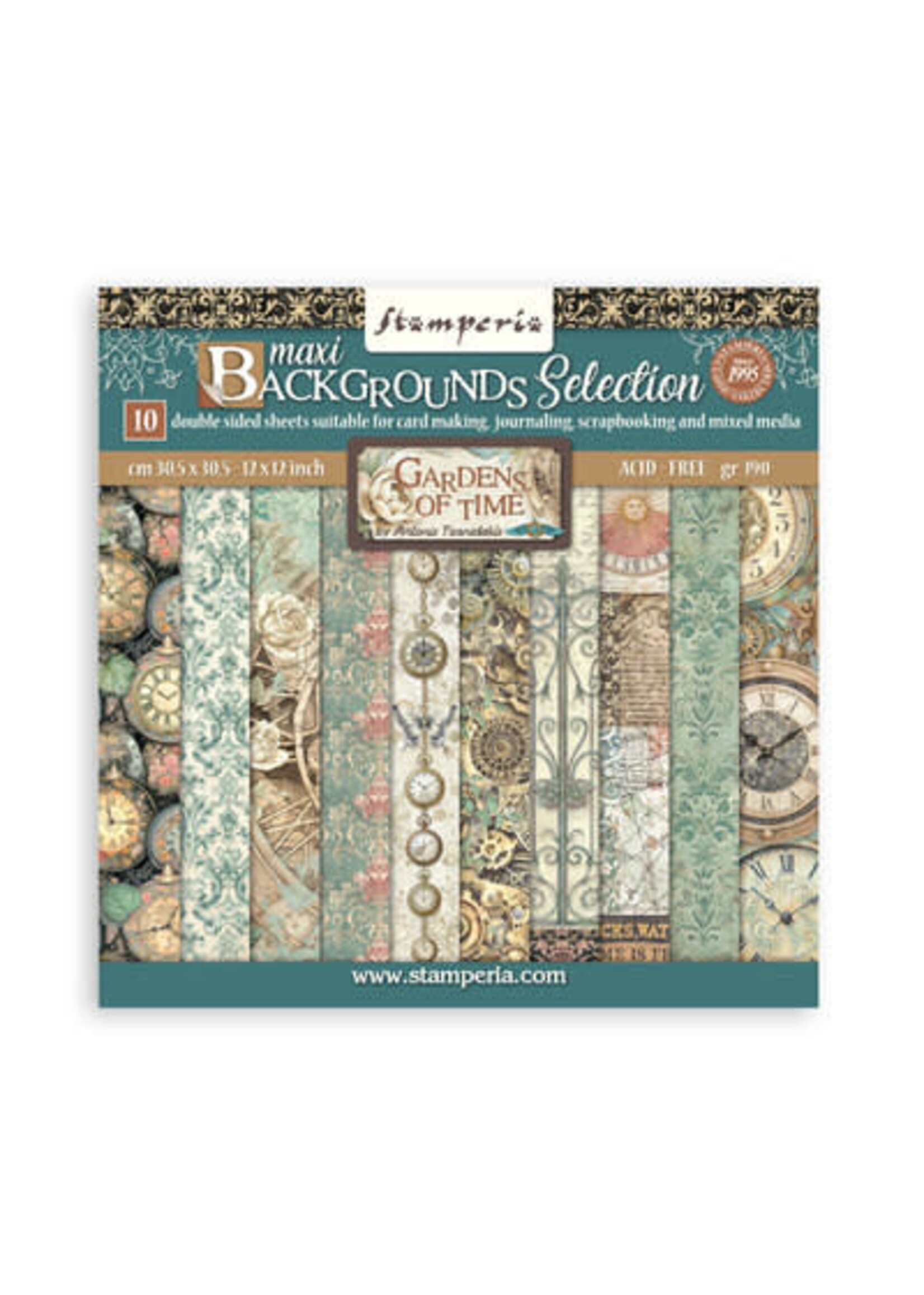 SBBL186 - Stamperia Papierblok Groot – Gardens of Time Backgrounds