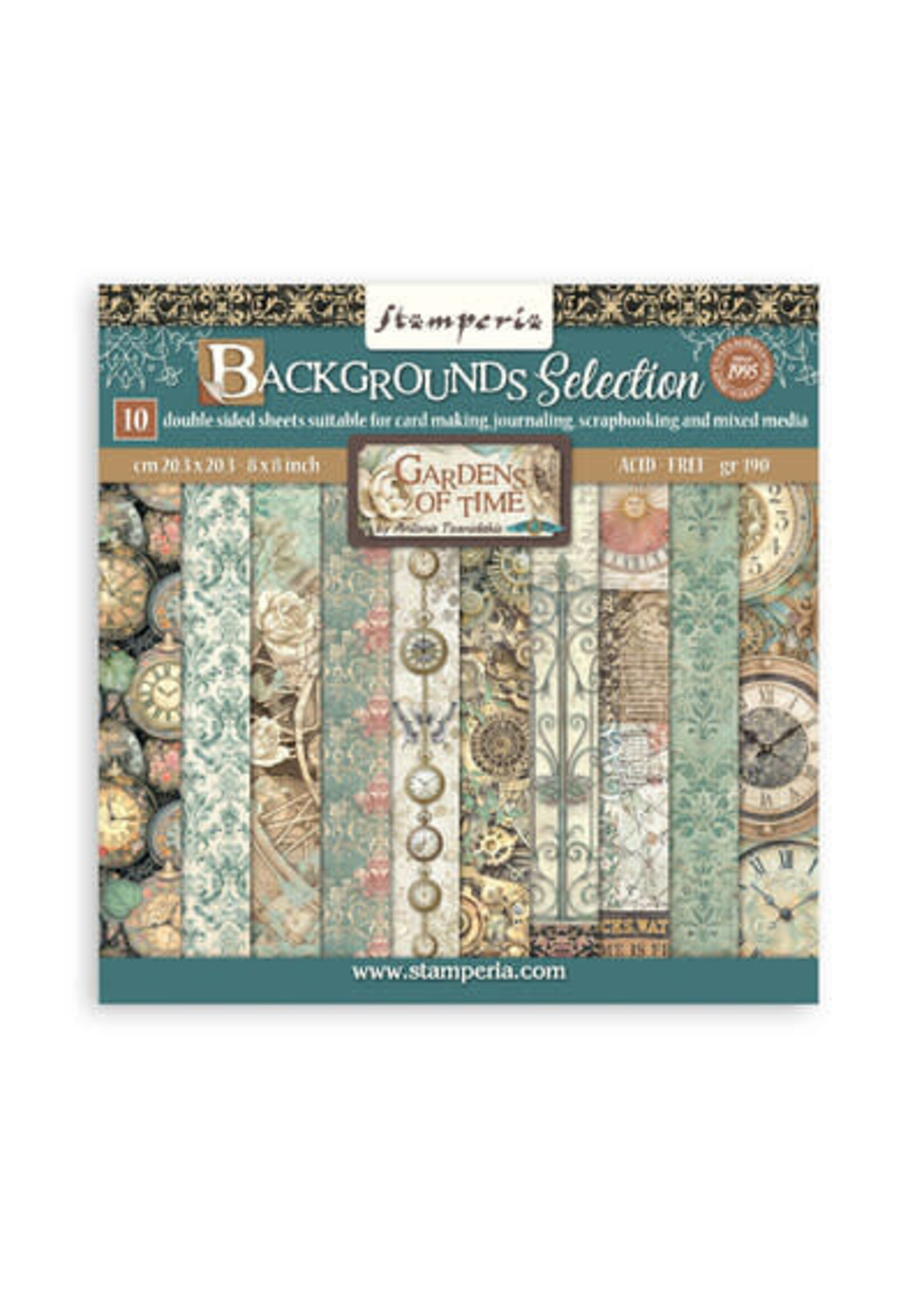 SBBS142 - Stamperia Papierblok Klein – Gardens of Time Backgrounds